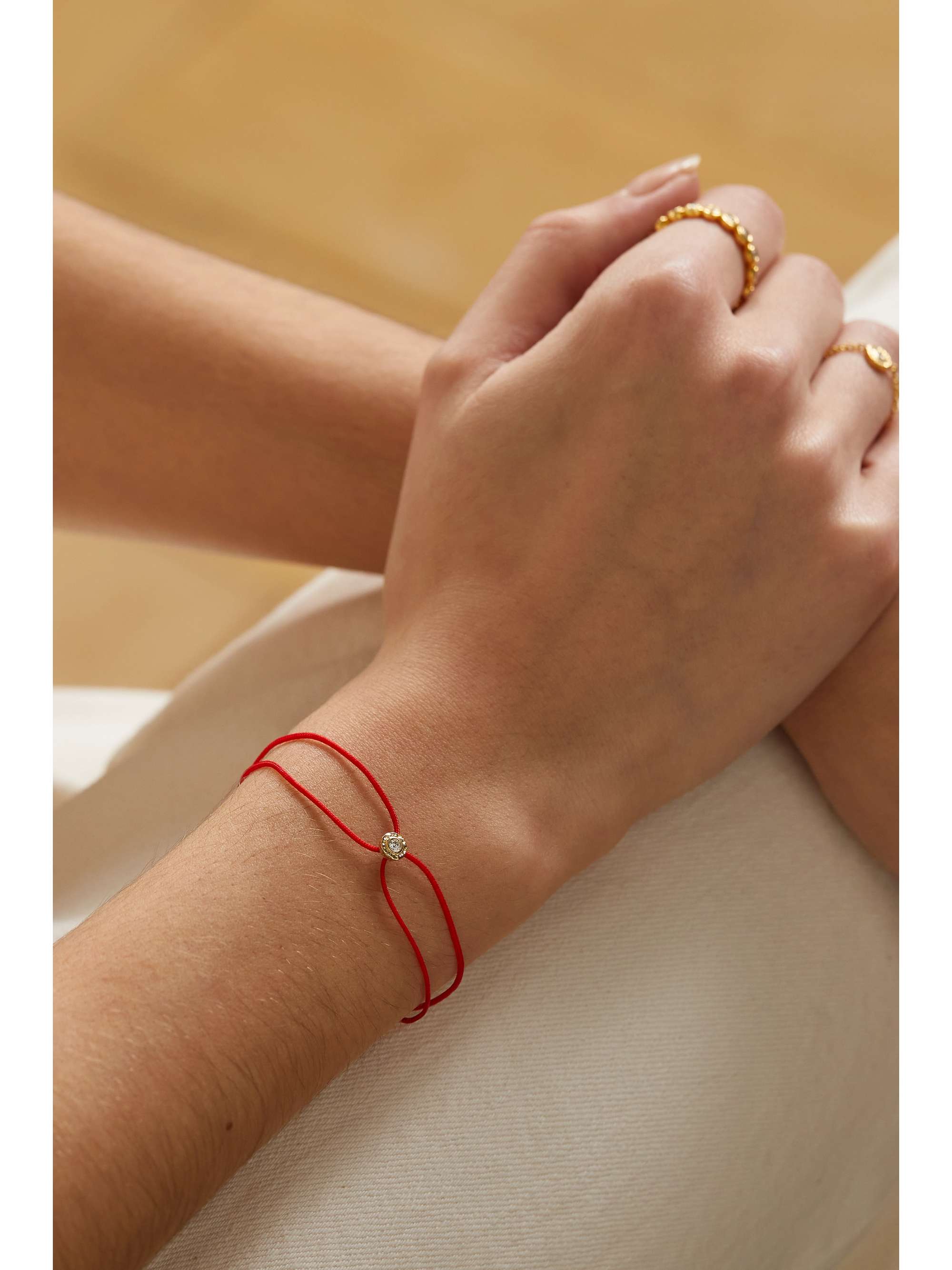 OCTAVIA ELIZABETH + NET SUSTAIN Parachute Nesting Gem 18-karat recycled gold, diamond and cord bracelet