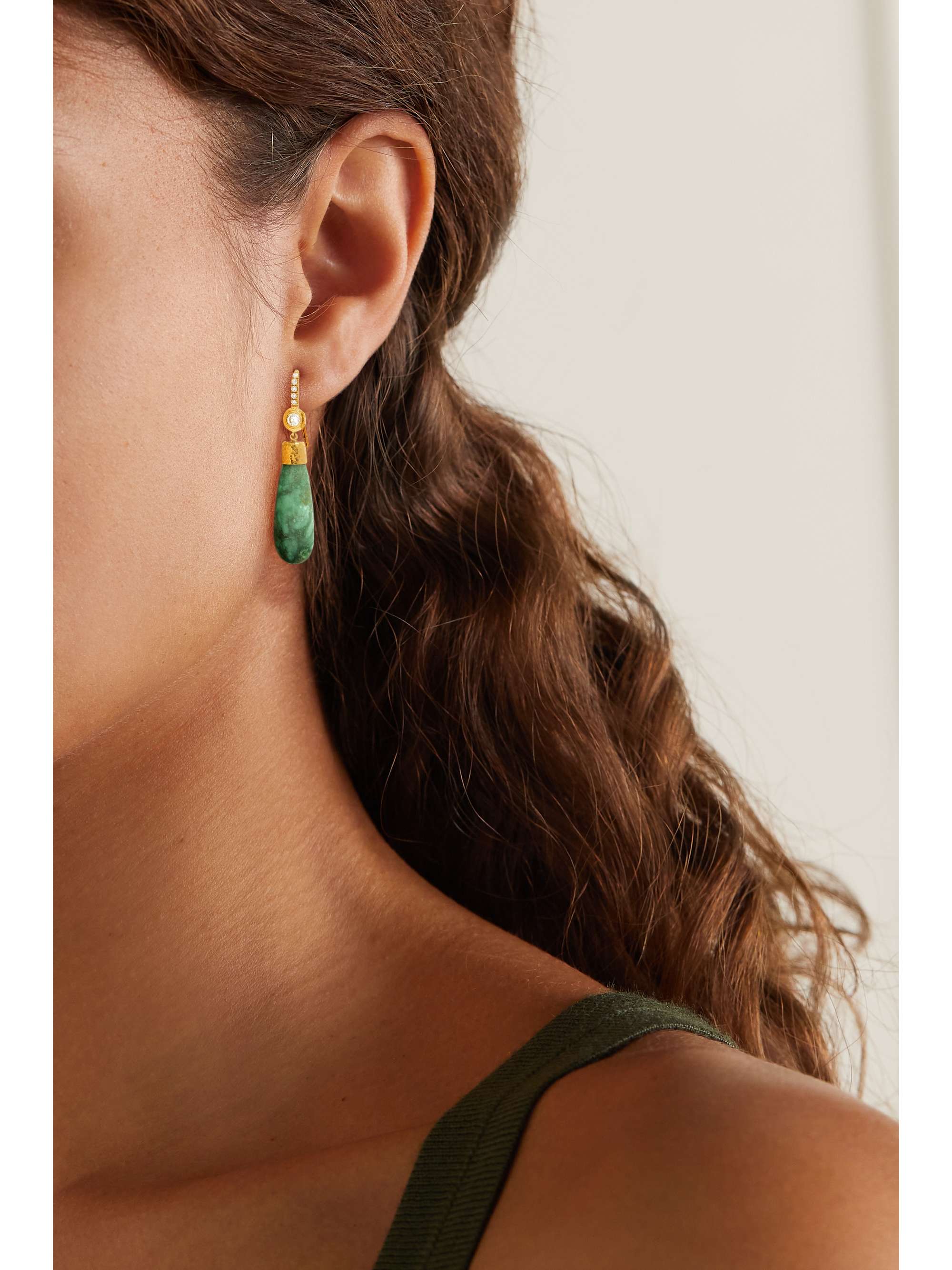 OCTAVIA ELIZABETH + NET SUSTAIN 18-karat recycled gold, variscite and diamond earrings