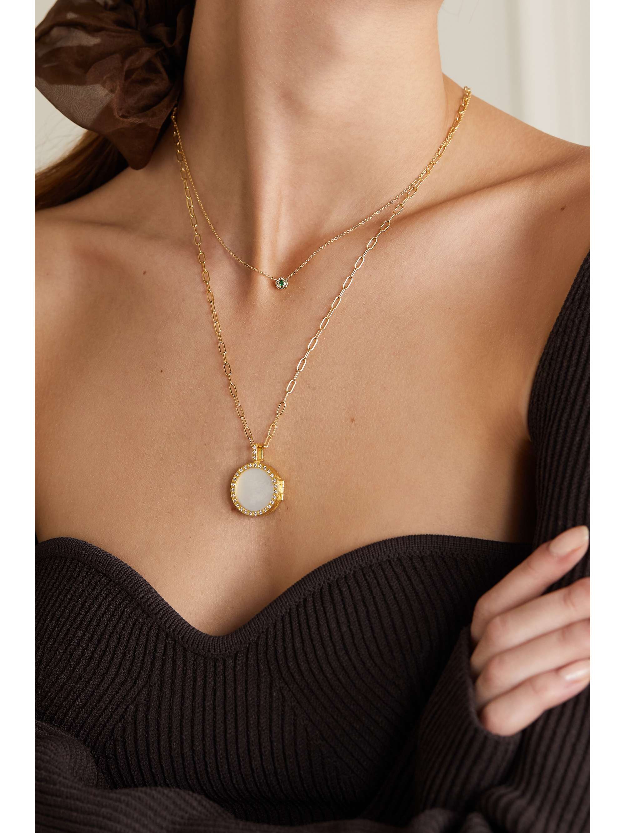 OCTAVIA ELIZABETH + NET SUSTAIN Nesting Gem 18-karat recycled gold emerald necklace