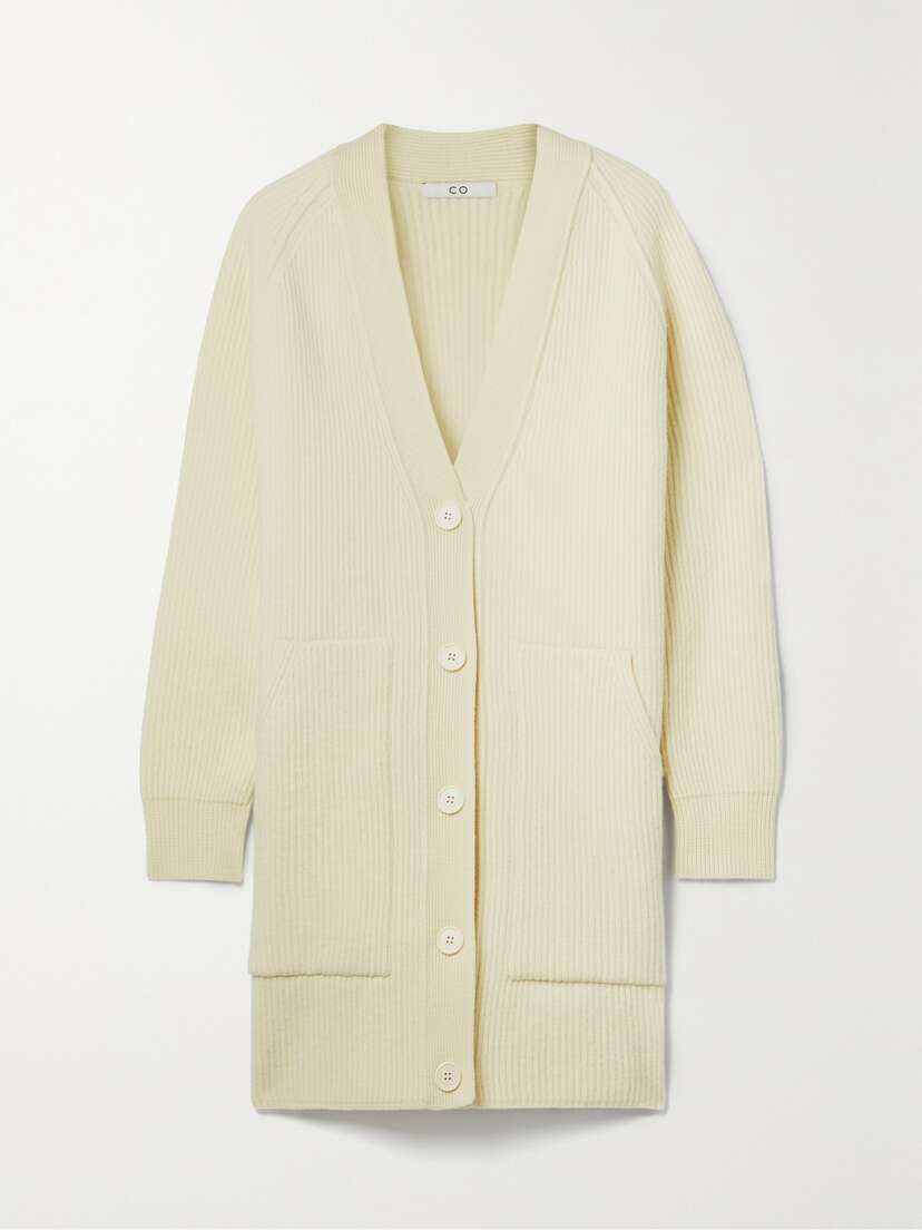 Co + Net Sustain Natural World Oversized Ribbed Wool Cardigan