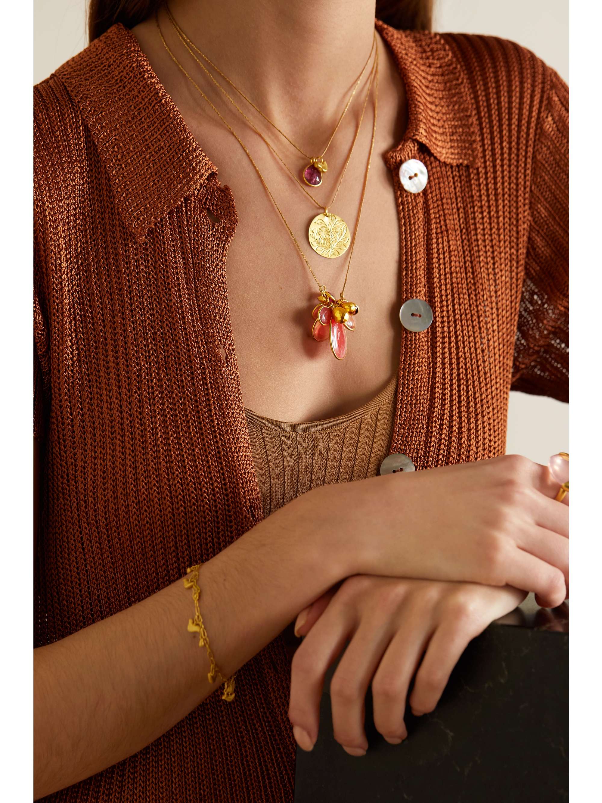 PIPPA SMALL 18-karat gold multi-stone necklace
