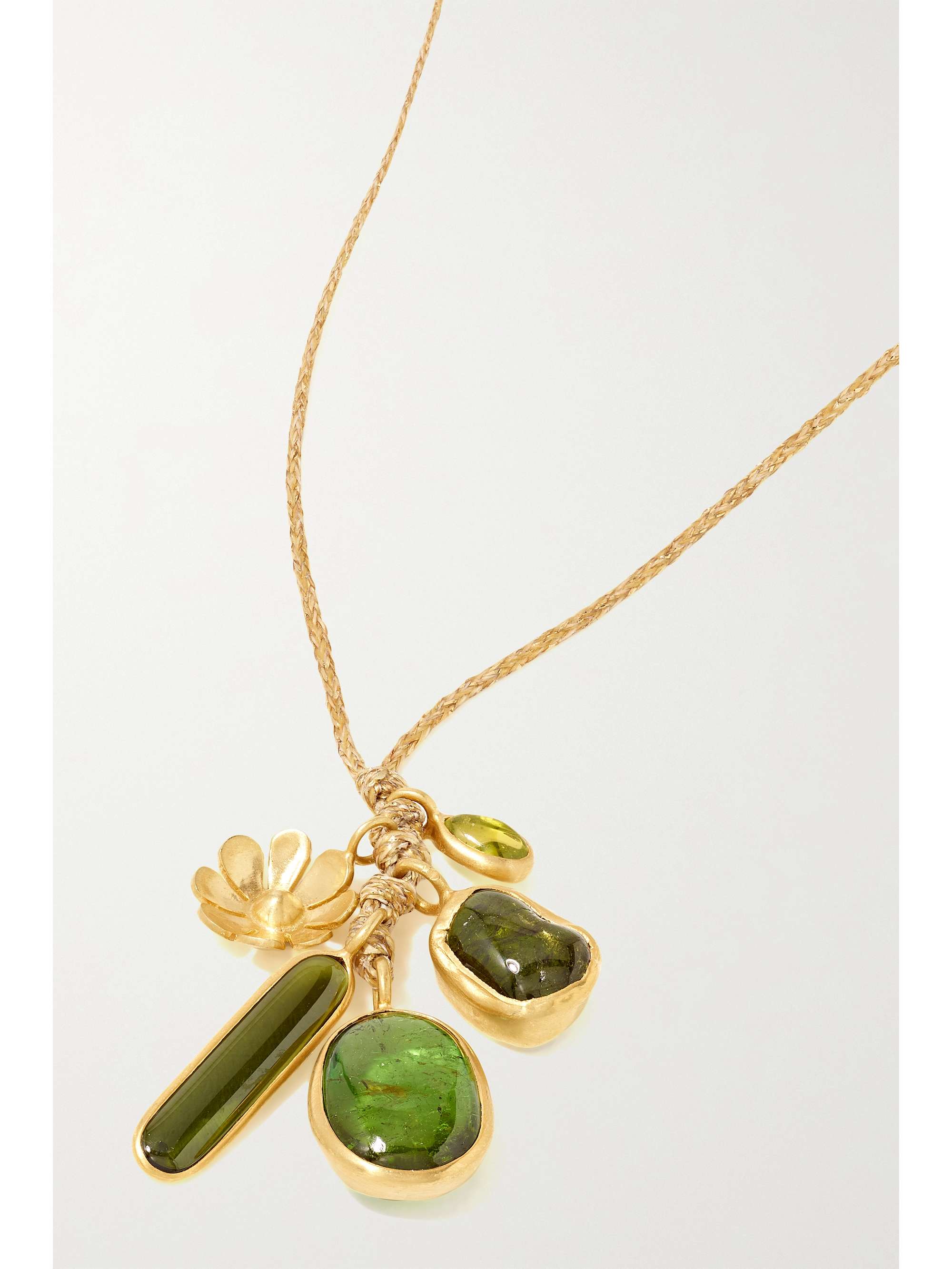 PIPPA SMALL 18-karat gold, tourmaline and cord necklace