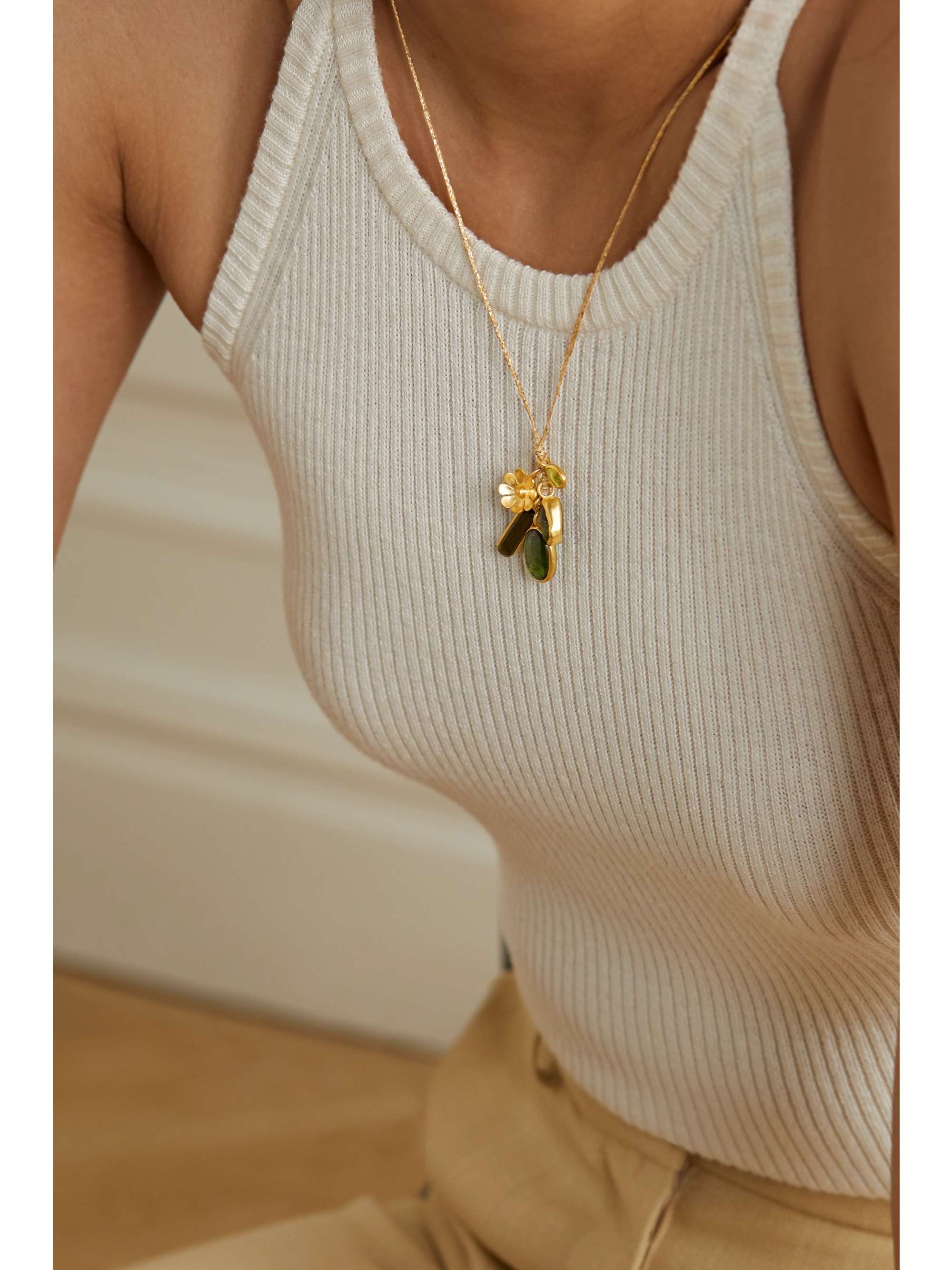 PIPPA SMALL 18-karat gold, tourmaline and cord necklace