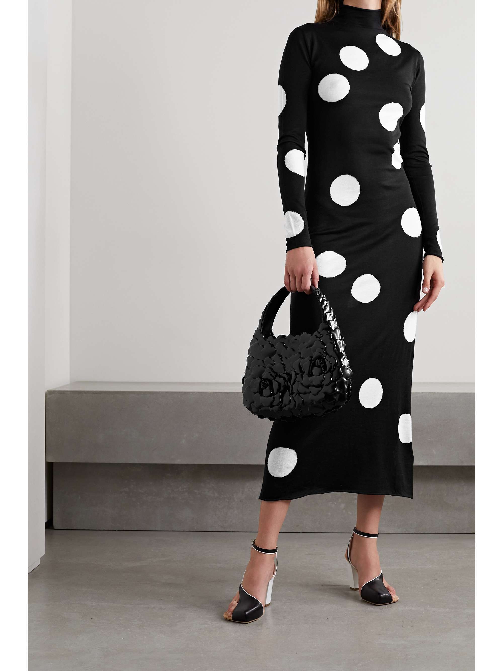 CAROLINA HERRERA Polka-dot silk-blend turtleneck maxi dress | NET-A-PORTER