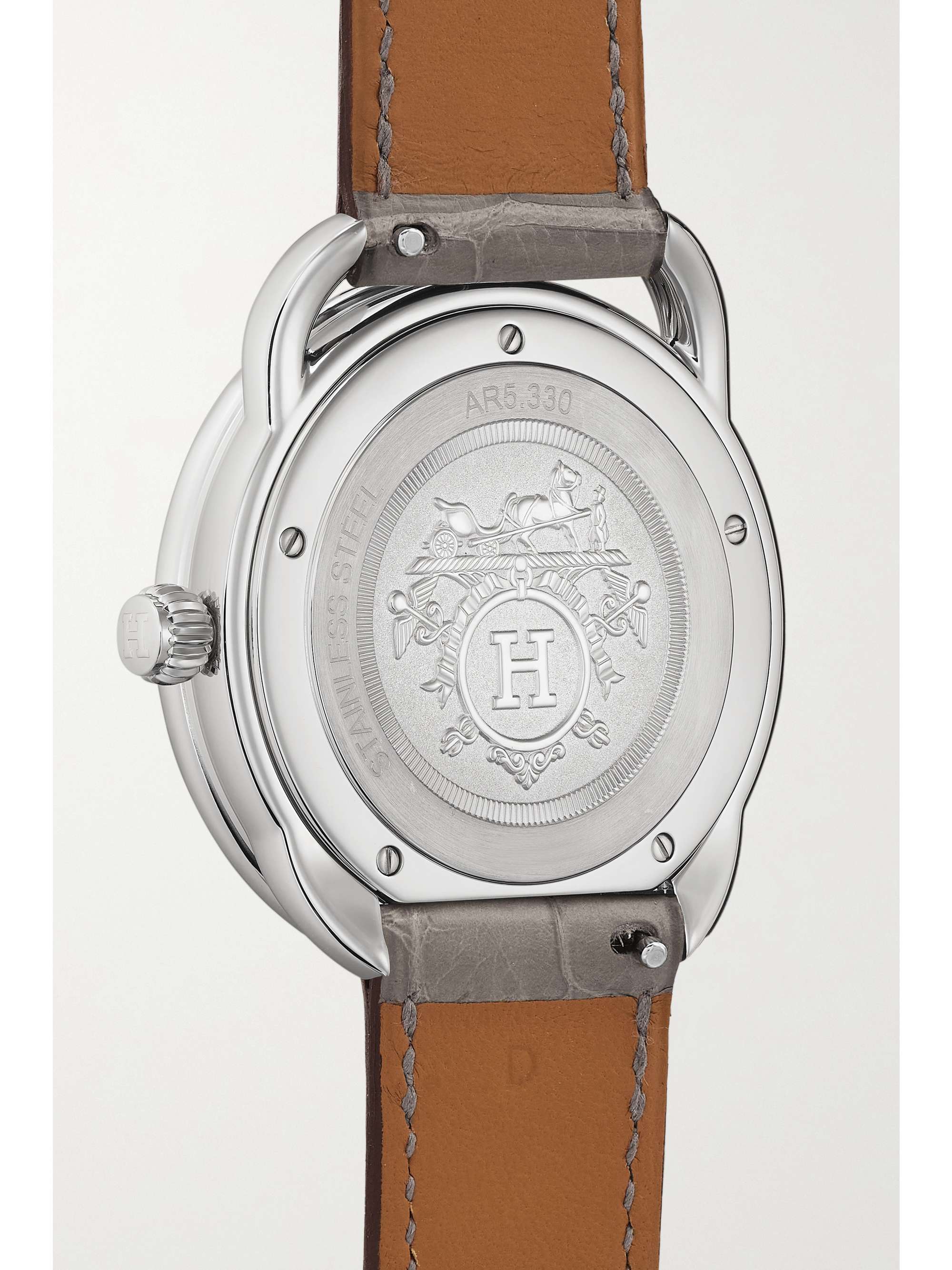 HERMÈS TIMEPIECES Arceau Soleil 36mm medium stainless steel, alligator and diamond watch