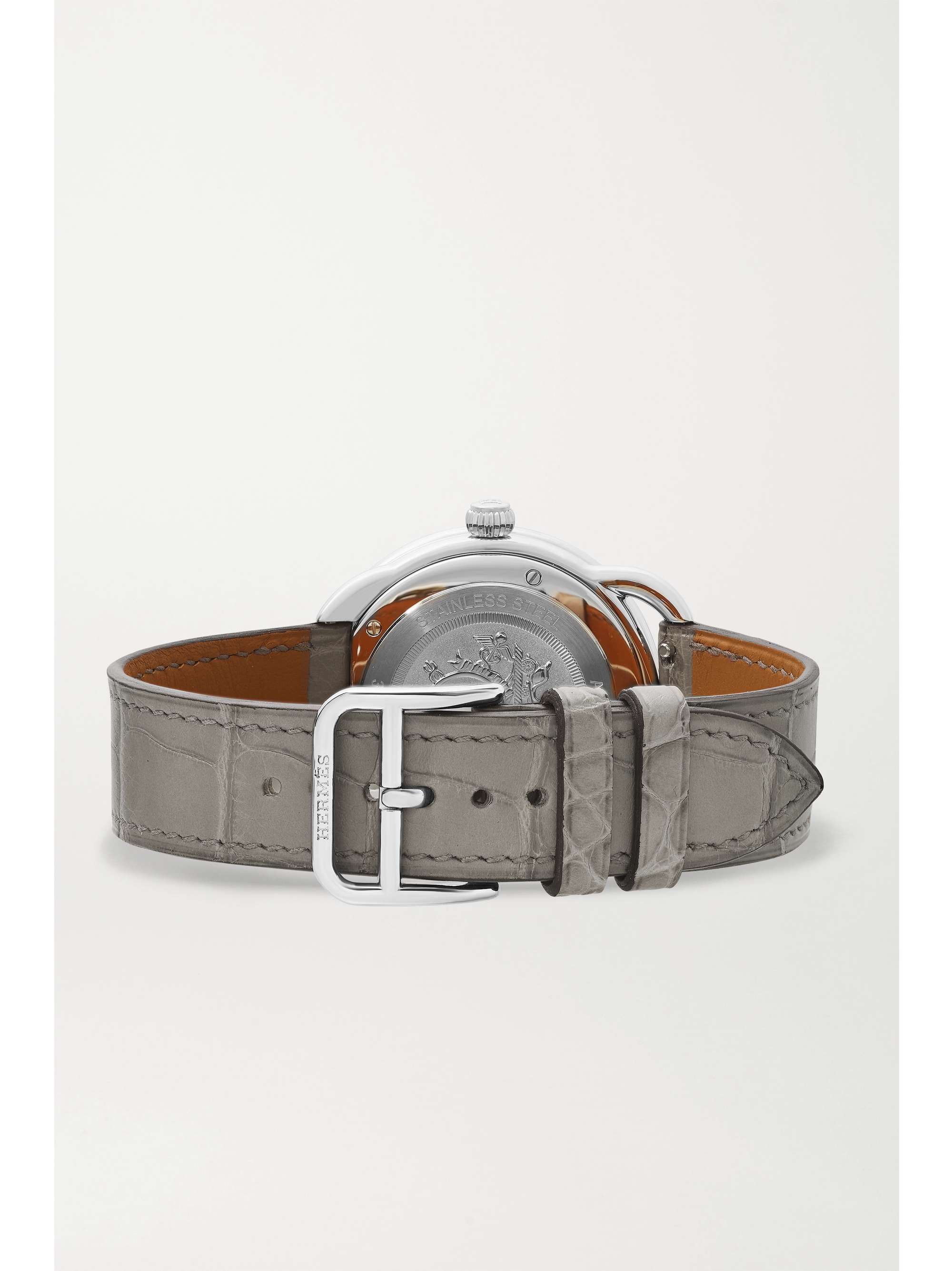 HERMÈS TIMEPIECES Arceau Soleil 36mm medium stainless steel, alligator and diamond watch
