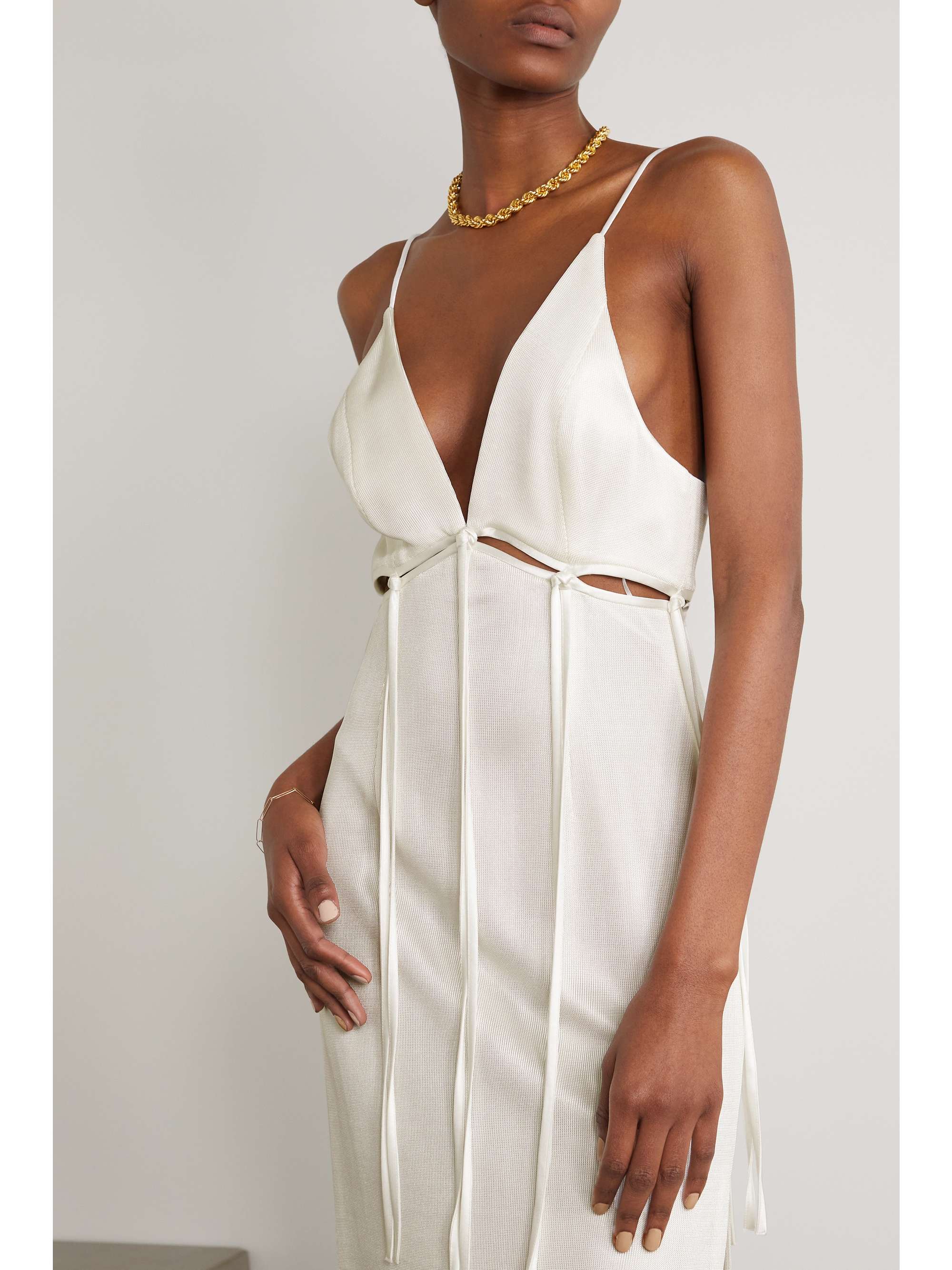 GALVAN Ellipse cutout satin-trimmed jersey gown