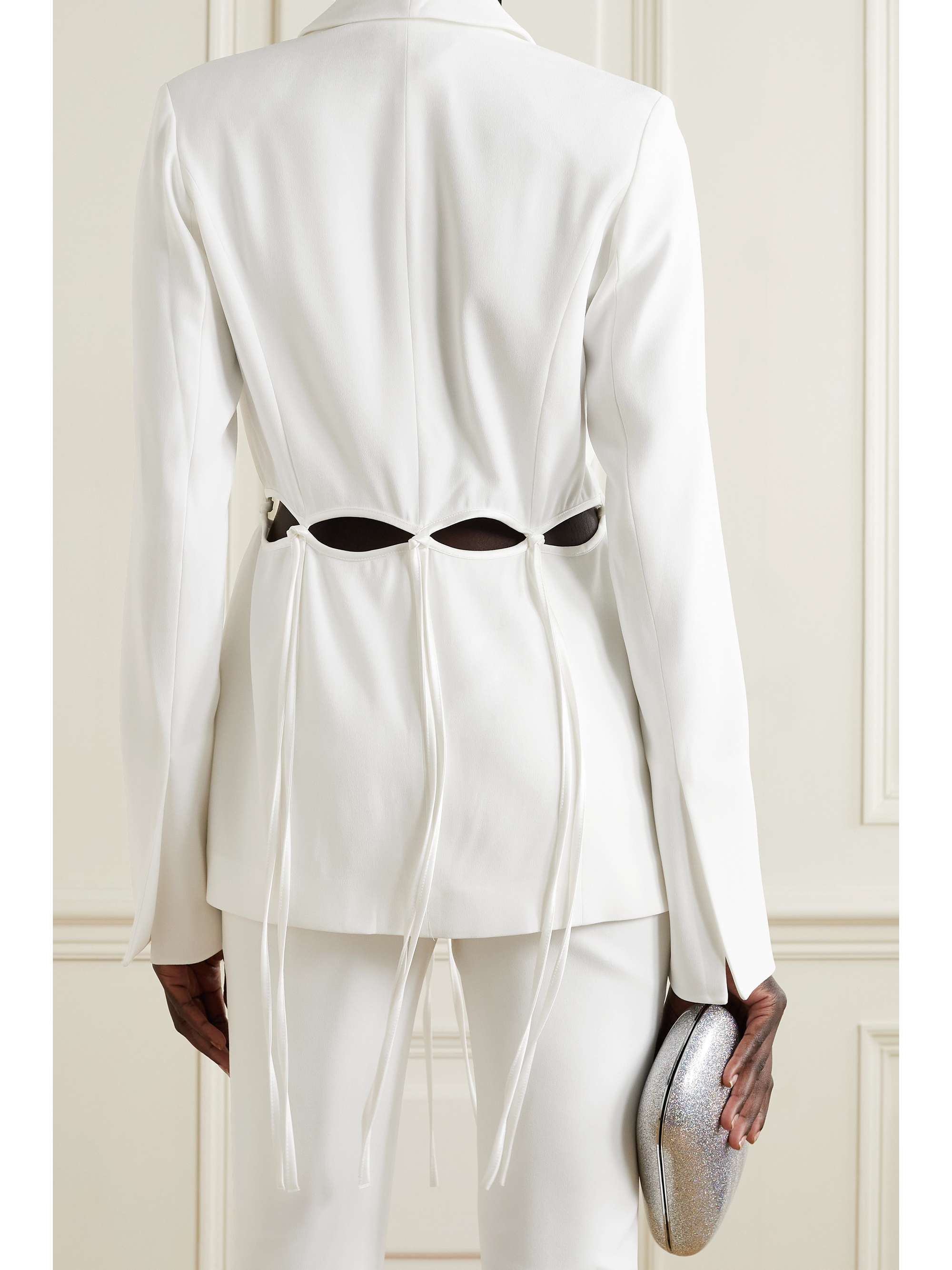 GALVAN Ellipse cutout satin-trimmed crepe blazer