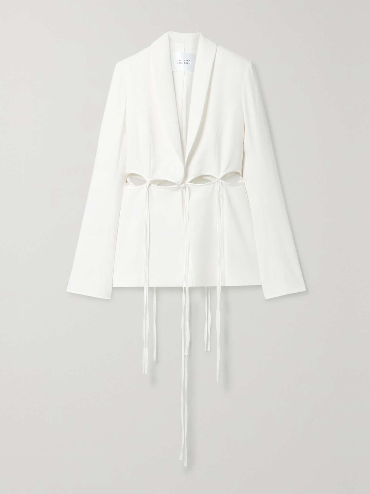 Shop Galvan Ellipse Cutout Satin-trimmed Crepe Blazer In White