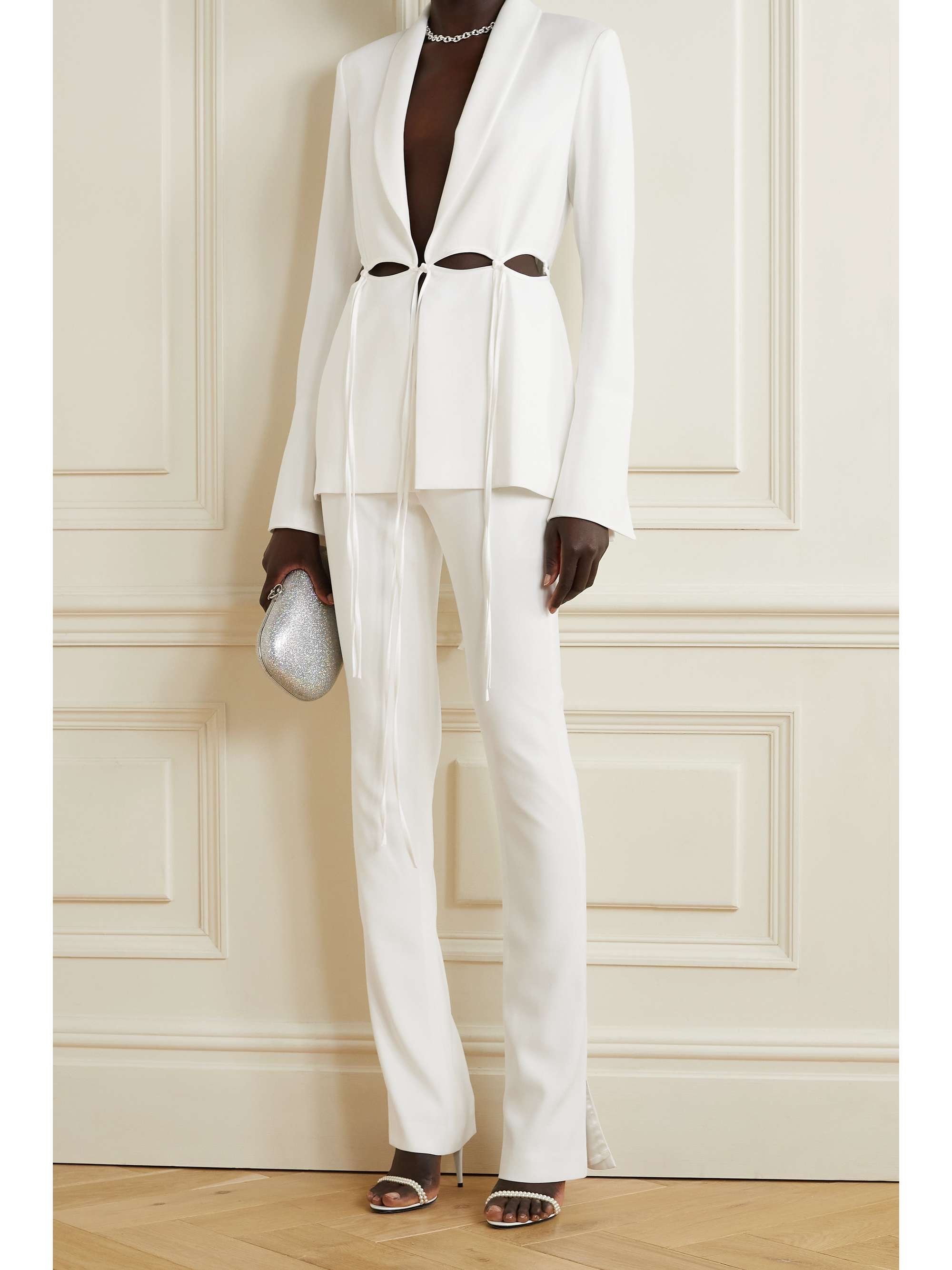 GALVAN Ellipse cutout satin-trimmed crepe blazer