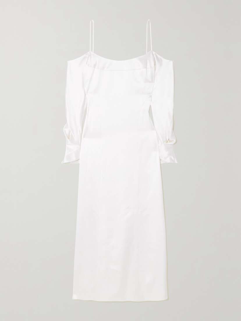 Galvan Valencia Cold-shoulder Silk-satin Maxi Dress