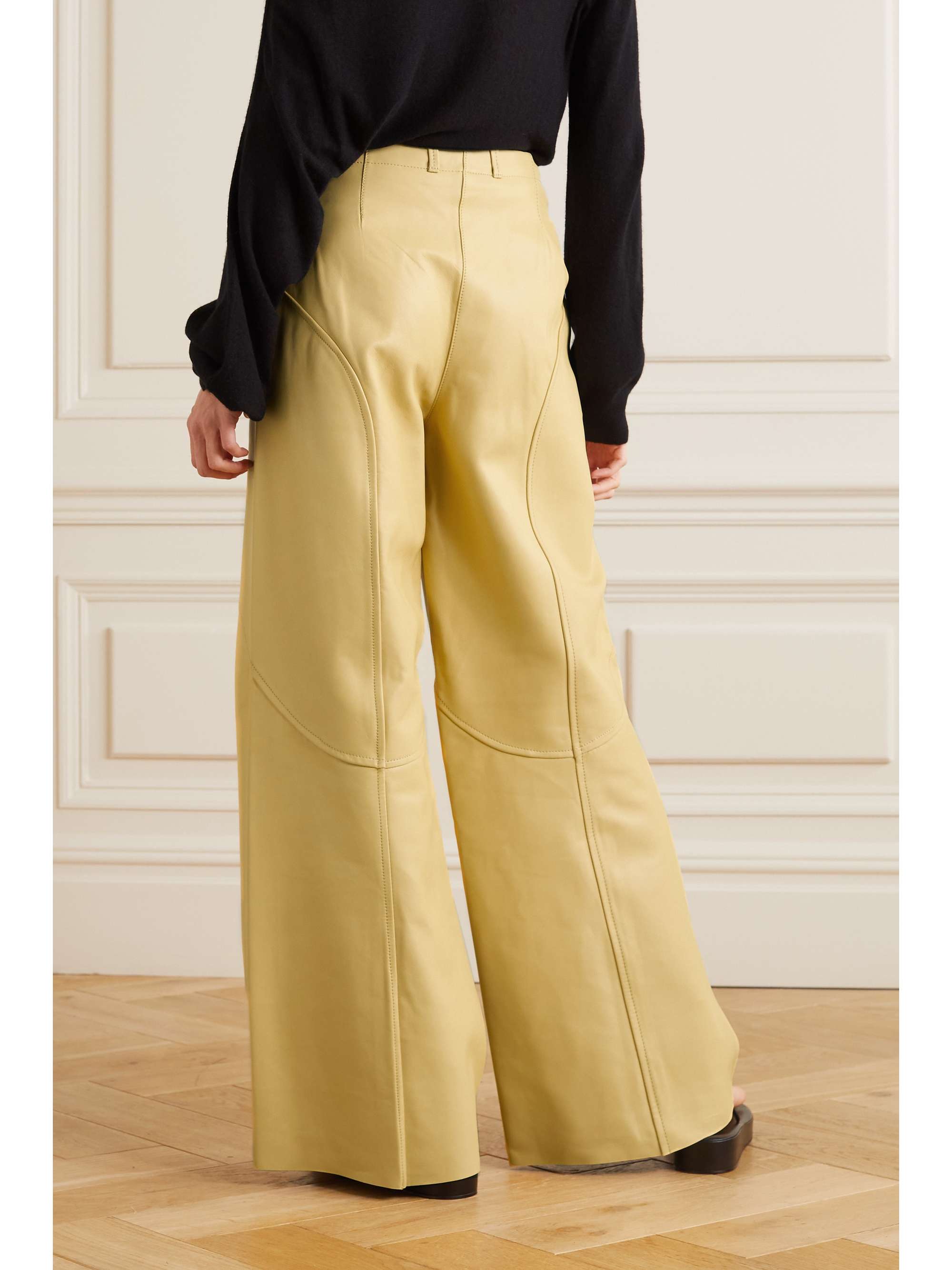 Yellow Gill leather wide-leg pants 