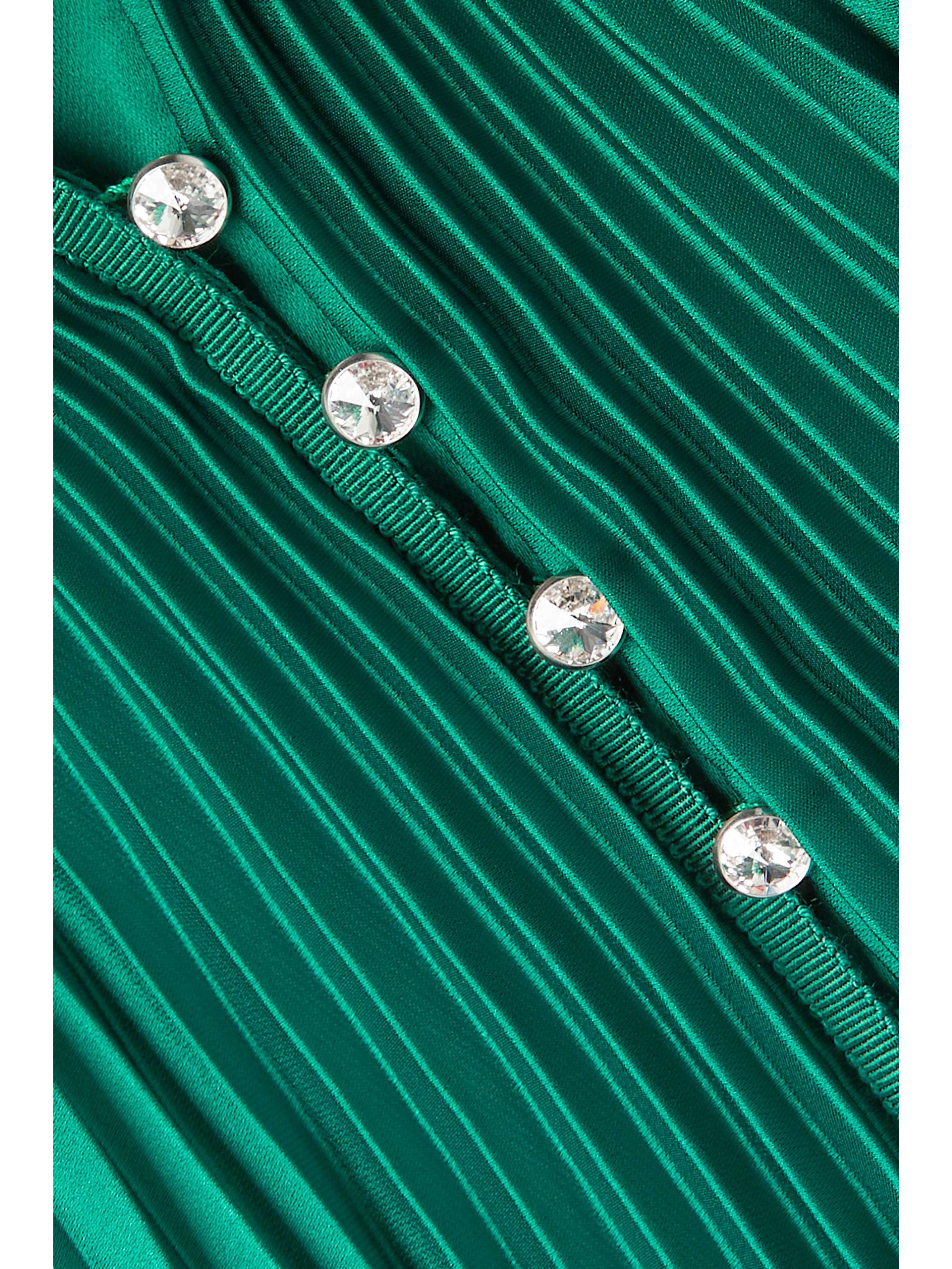 SEMSEM Crystal-embellished plissé-satin maxi dress