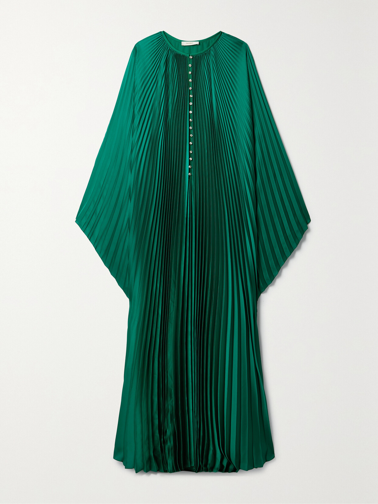 SemSem - + Net Sustain Crystal-embellished Plissé-satin Maxi Dress - Green