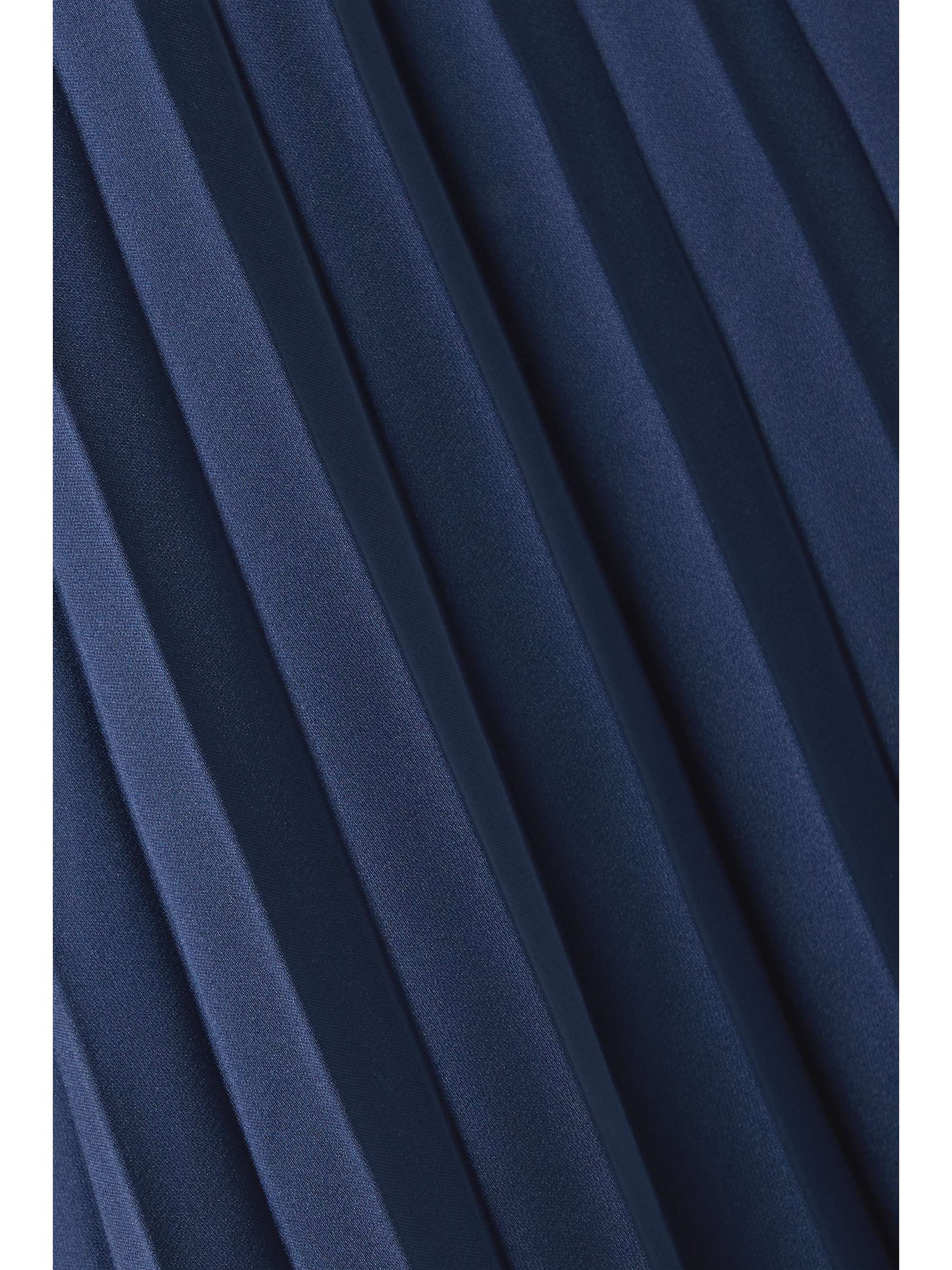 SEMSEM Crystal-embellished plissé-satin maxi dress