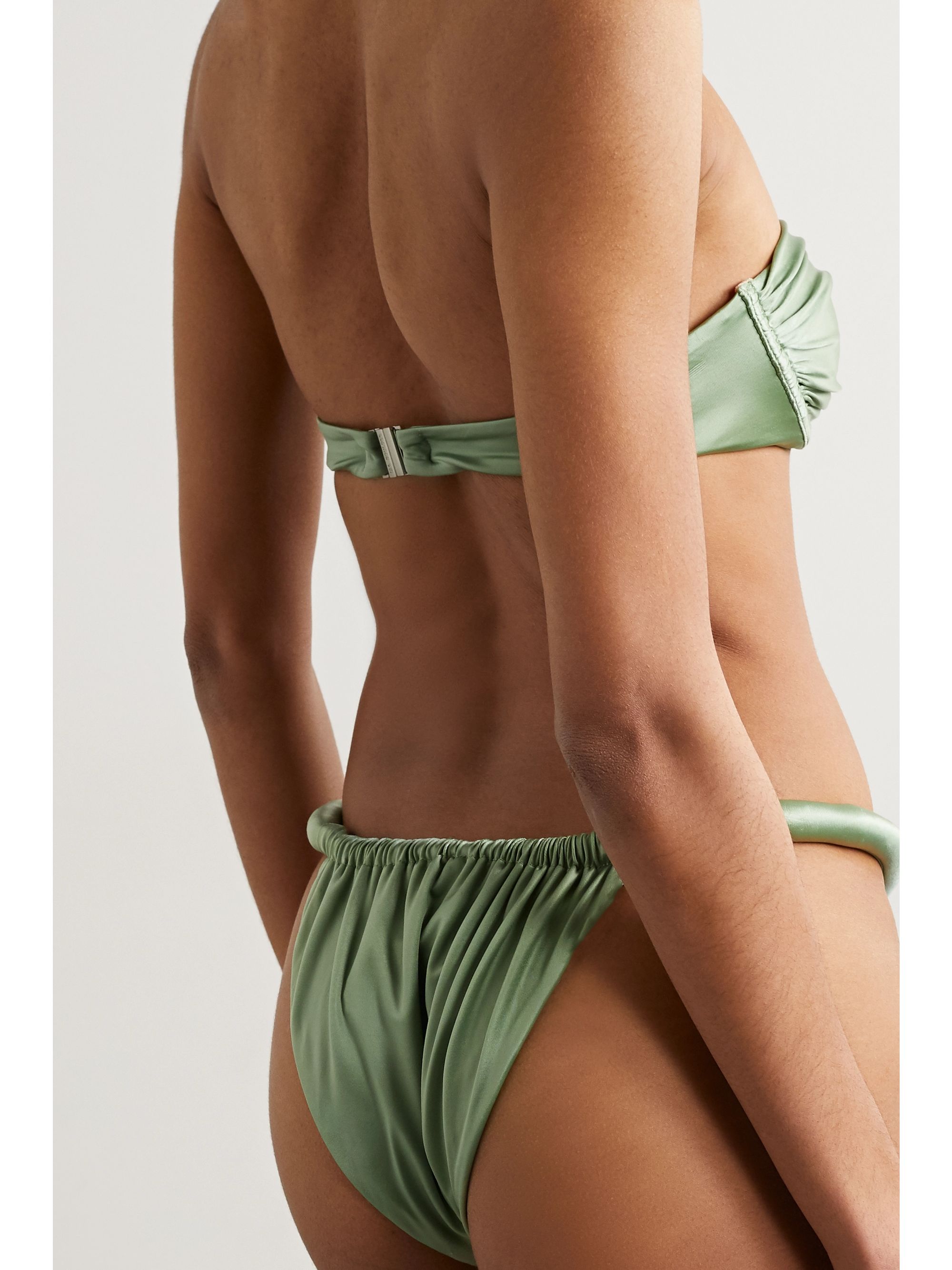 Sage Green Phoebe Stretch Satin Bandeau Bikini Top Isa Boulder Net A Porter
