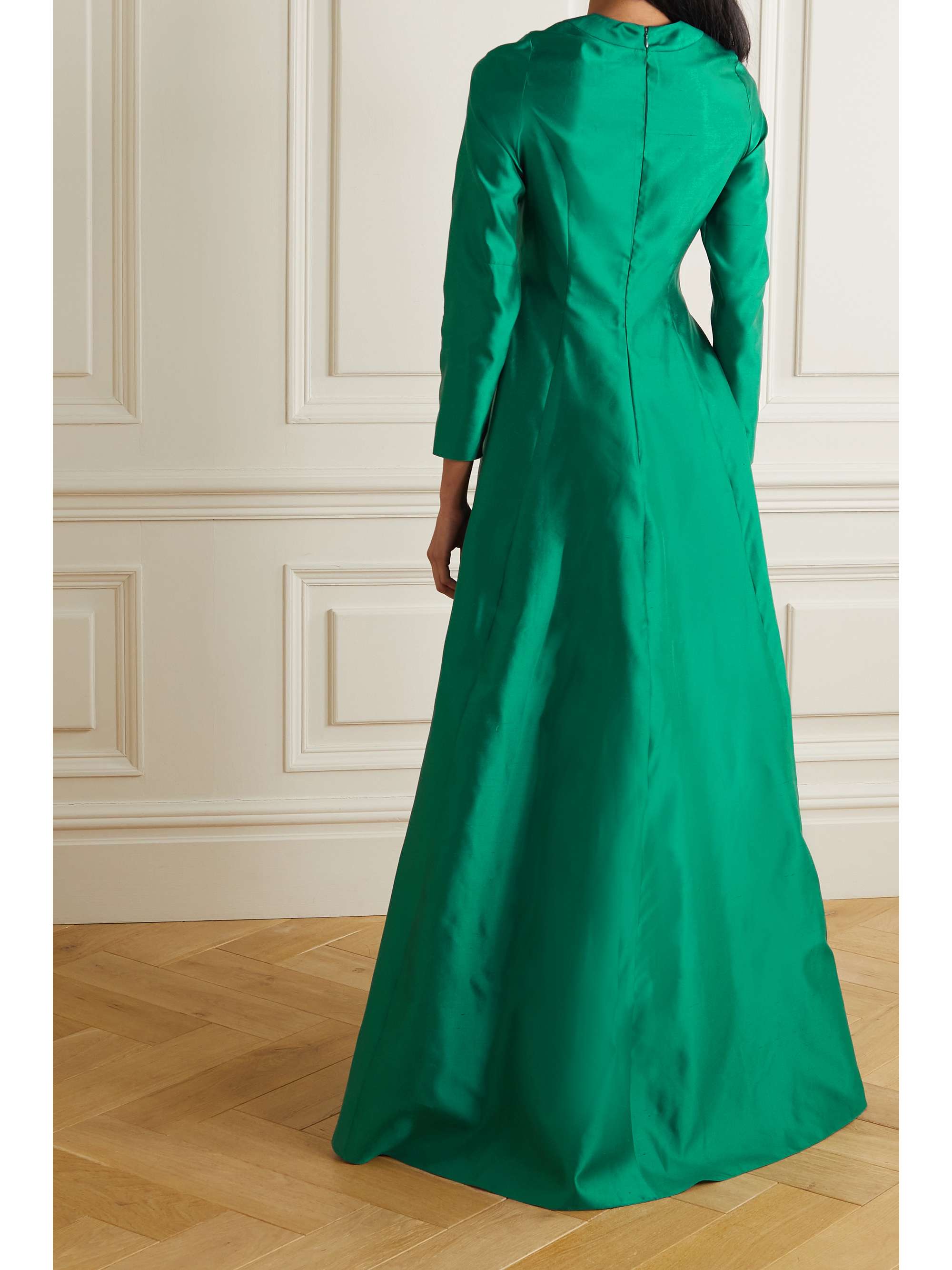 Dark green Crystal-embellished mikado-silk gown | RASARIO | NET-A-PORTER