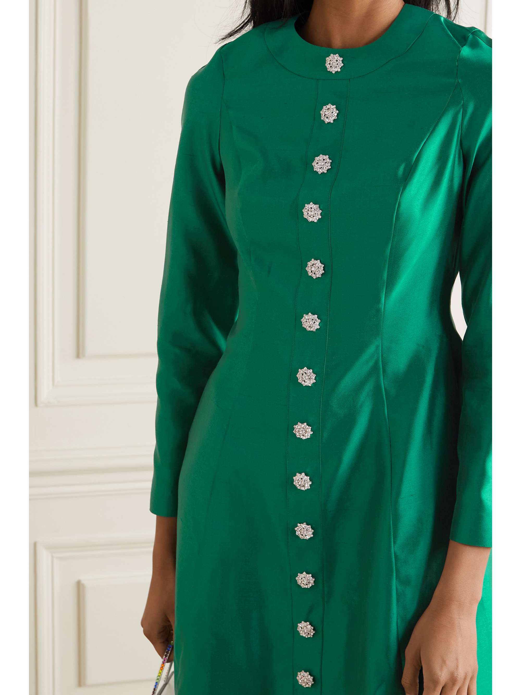 RASARIO Crystal-embellished mikado-silk gown