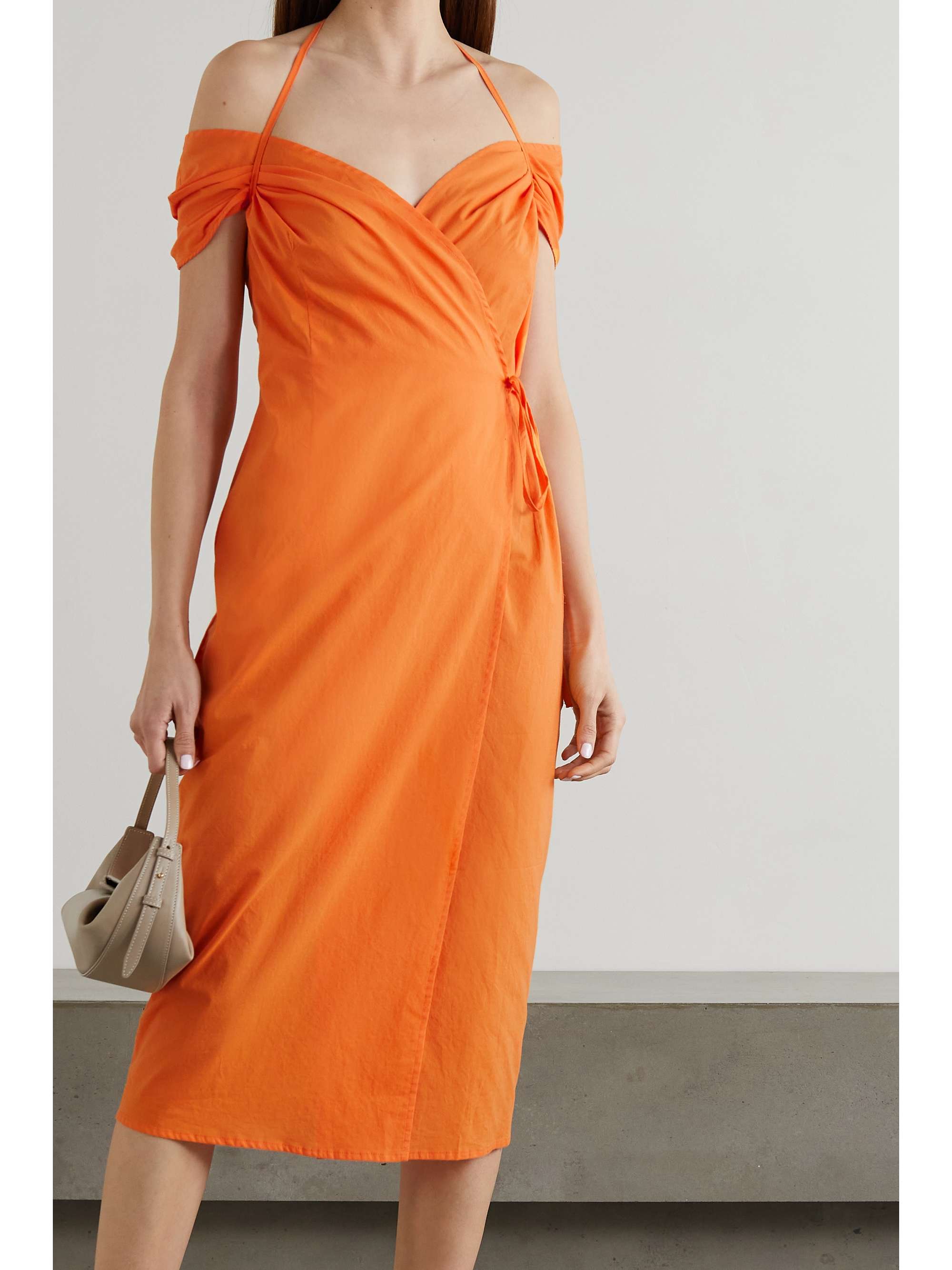 IOANNES Romeo cold-shoulder cotton halterneck wrap dress