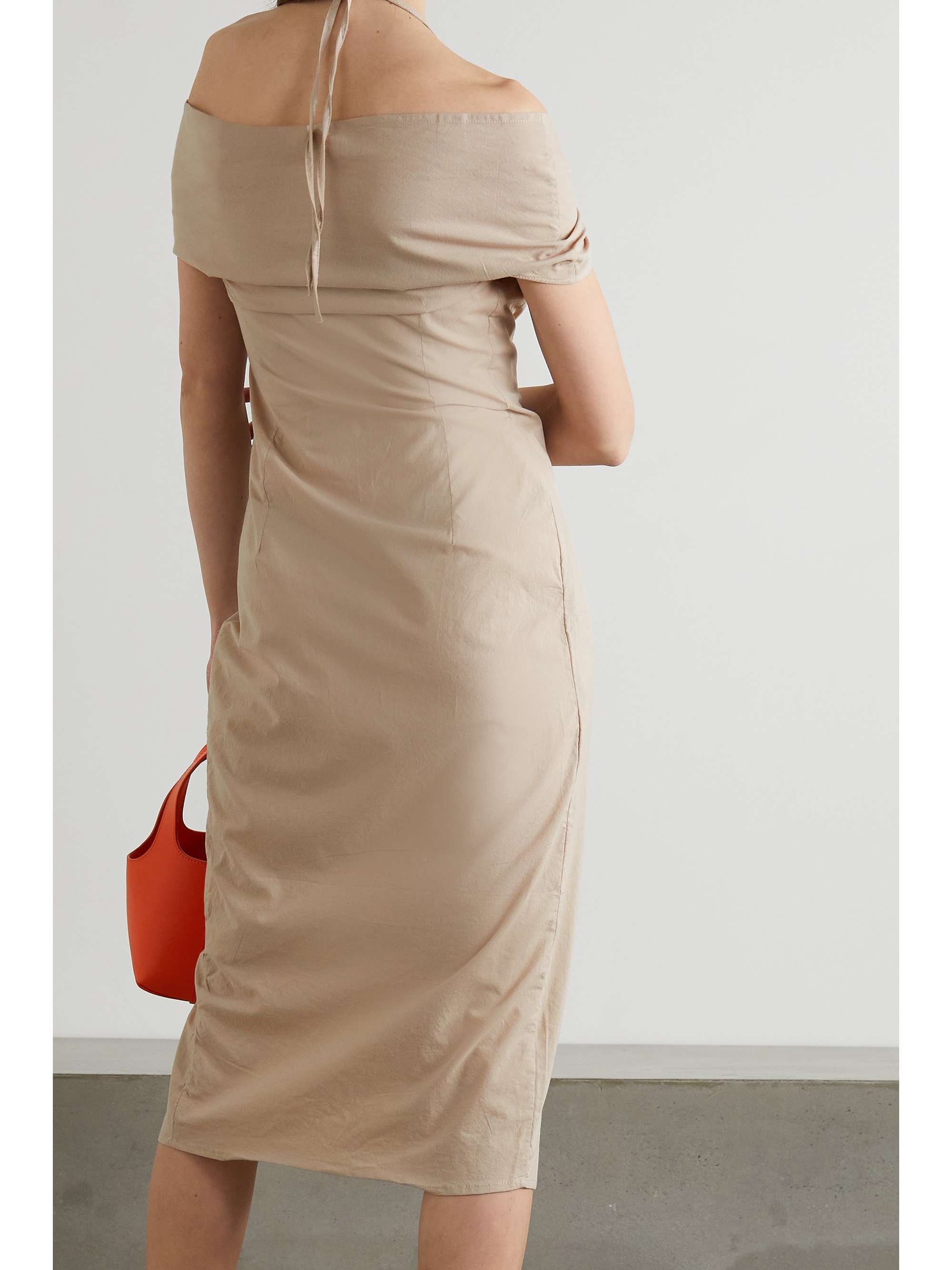 IOANNES Romeo cold-shoulder cotton halterneck wrap dress