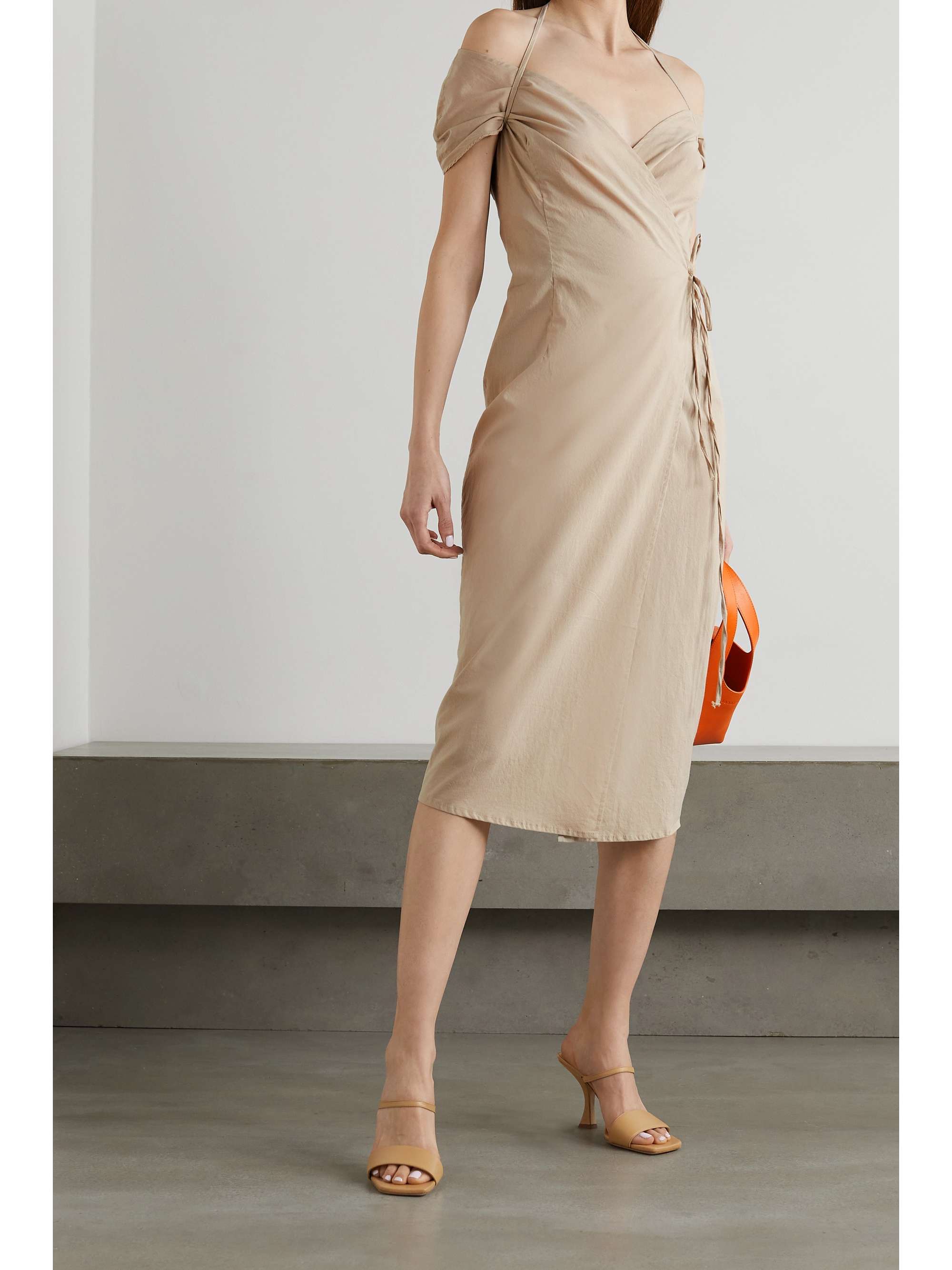 IOANNES Romeo cold-shoulder cotton halterneck wrap dress