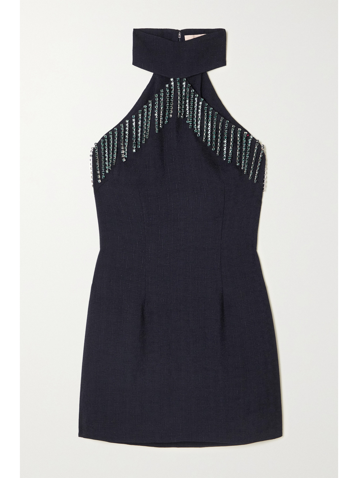 Christopher Kane Crystal-embellished Woven Mini Dress In Navy