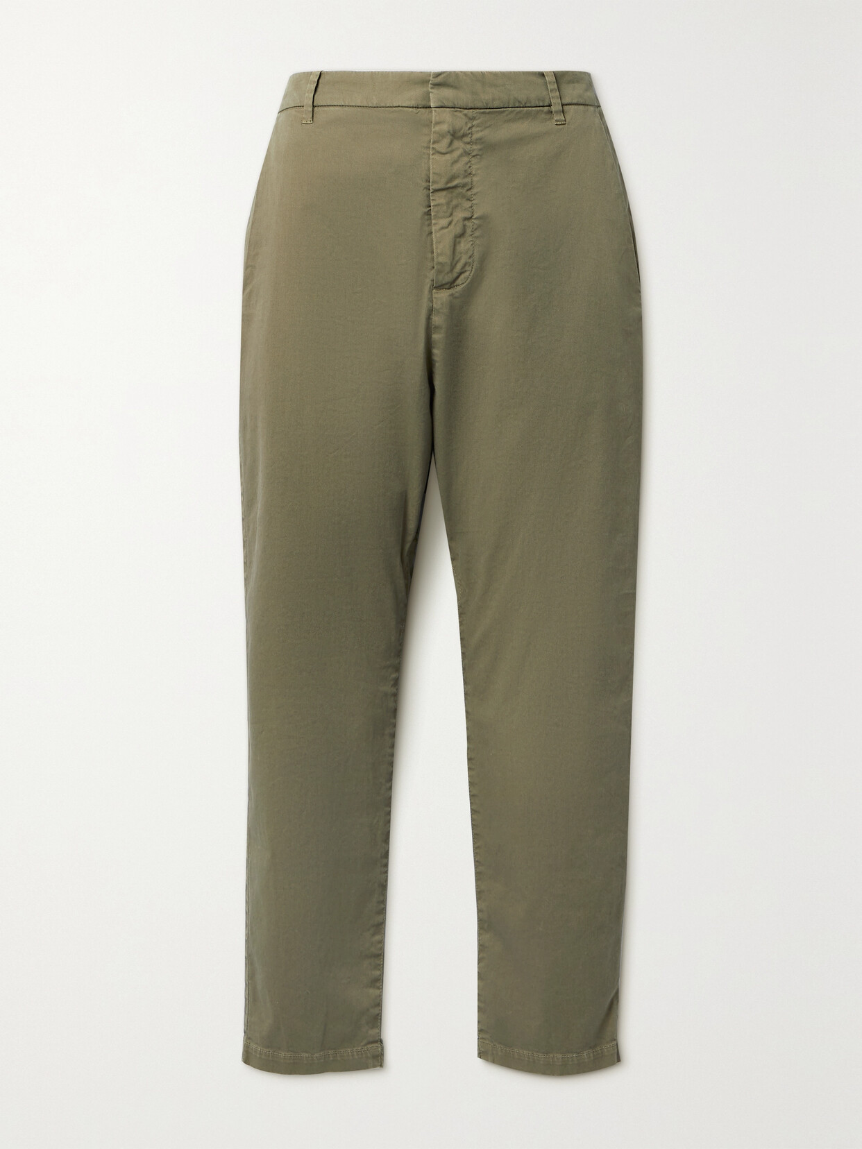 Nili Lotan Paris Cropped Cotton-blend Twill Pants In Army Green