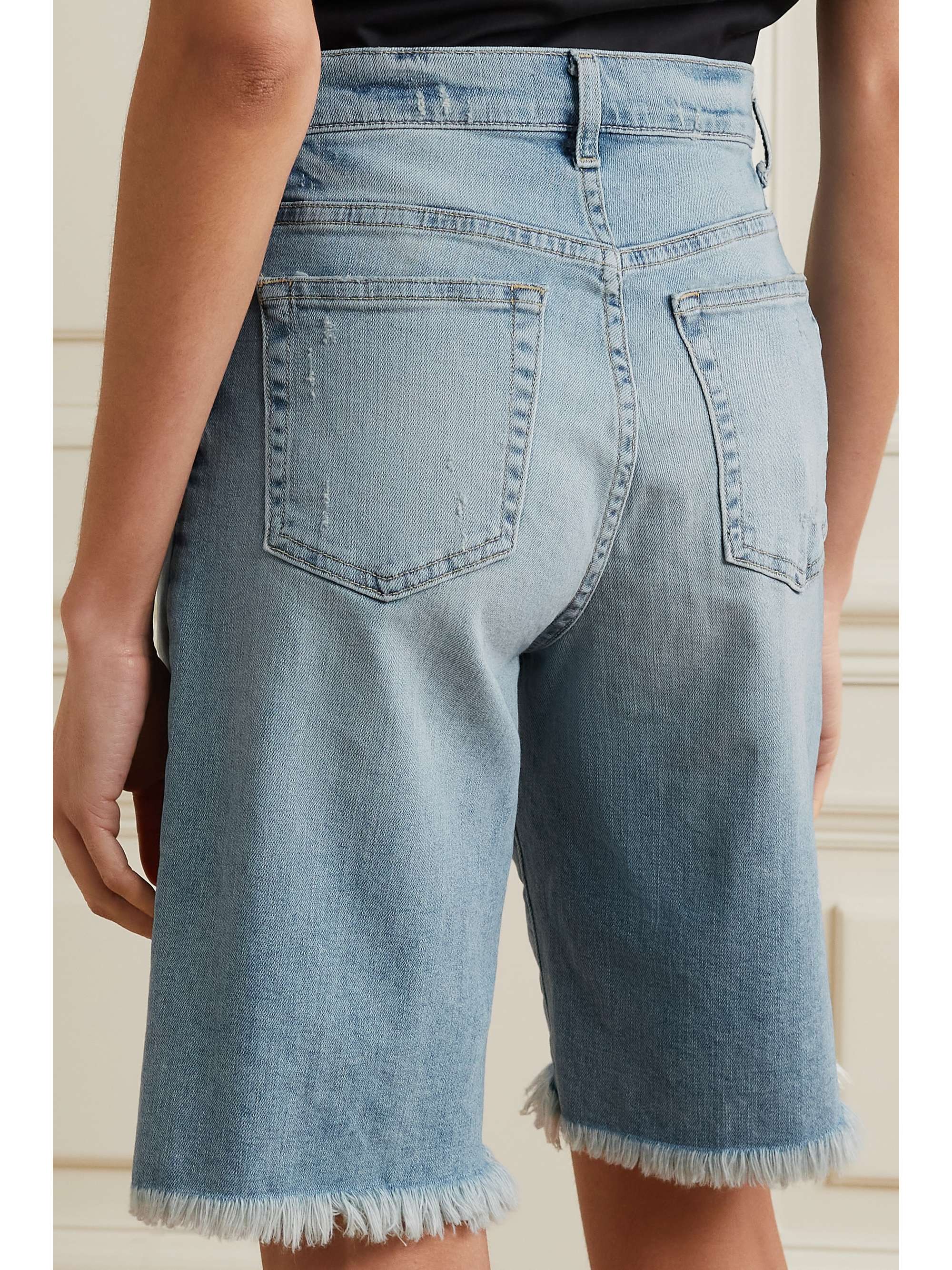 NILI LOTAN Boyfriend frayed denim shorts