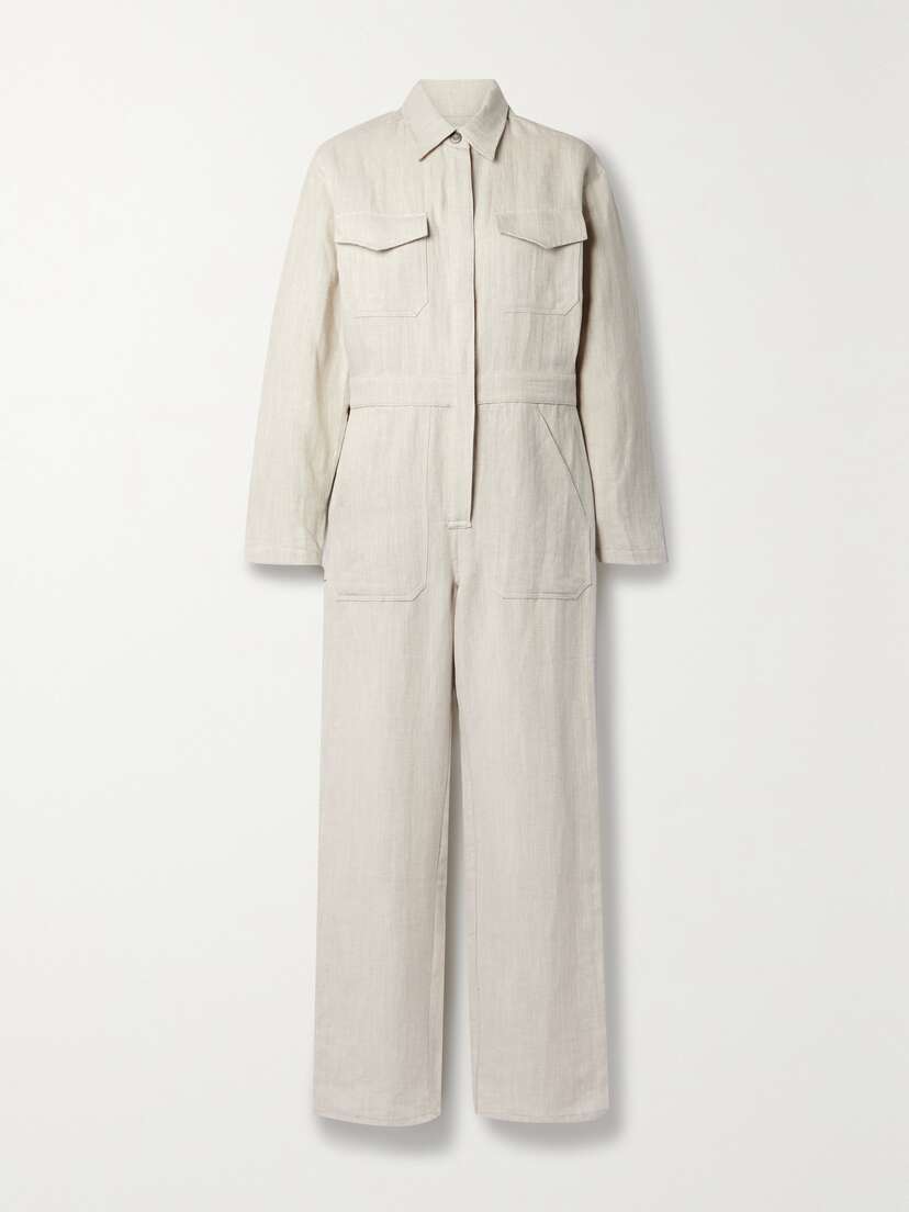 Rivet Utility + Net Sustain Powerhouse Herringbone Linen And Cotton-blend Jumpsuit