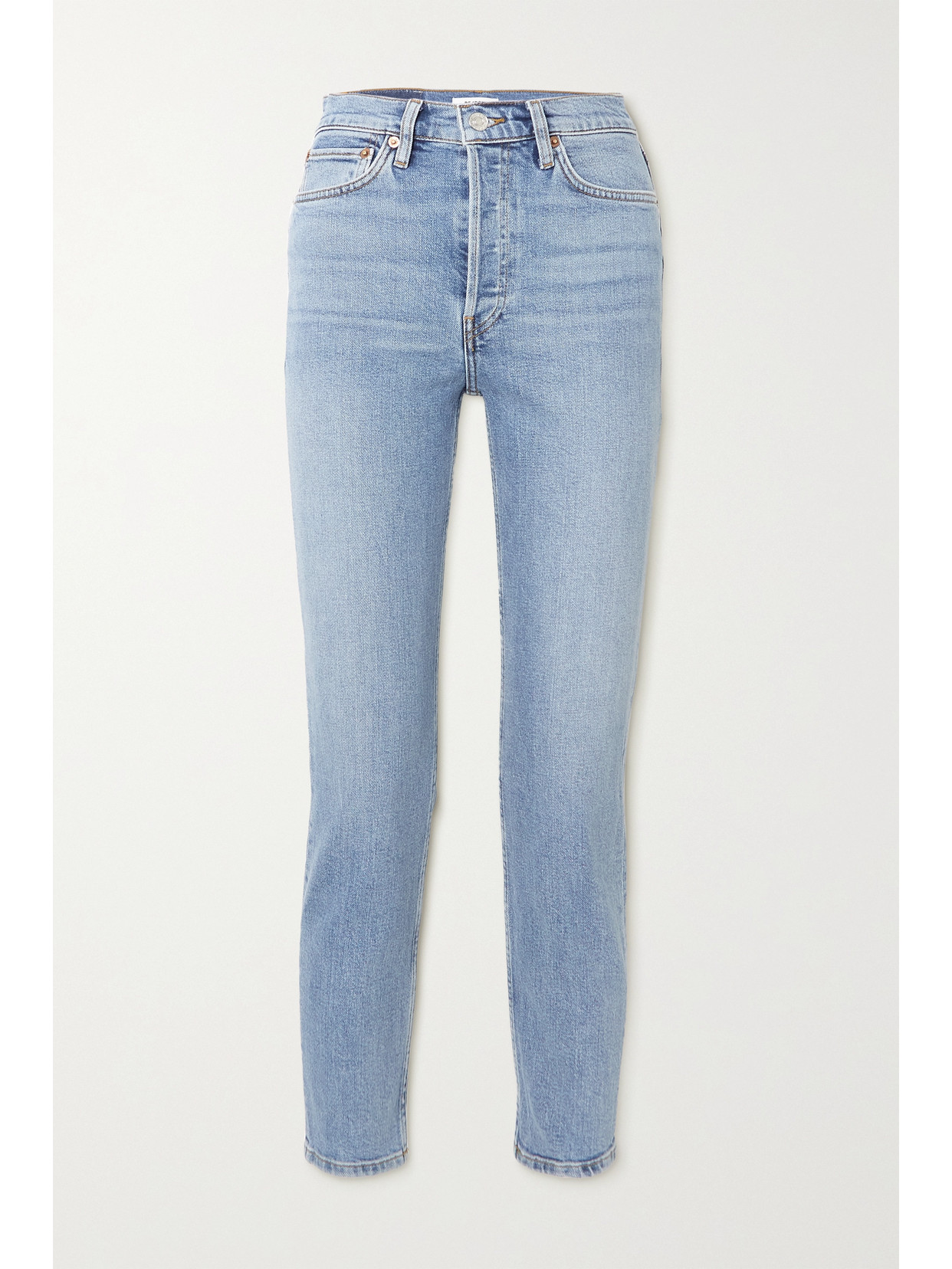 RE/DONE 90S COMFORT STRETCH HIGH-RISE ANKLE CROP SKINNY JEANS