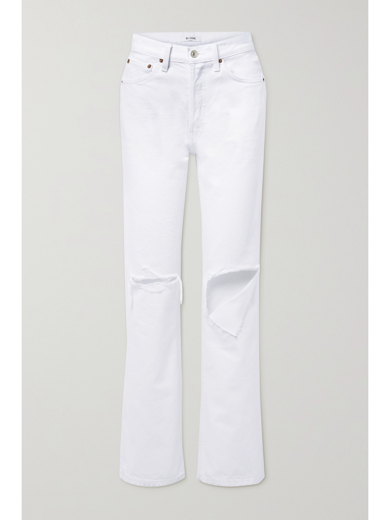 Re/done 90s High Rise Loose Distressed Straight-leg Jeans In White