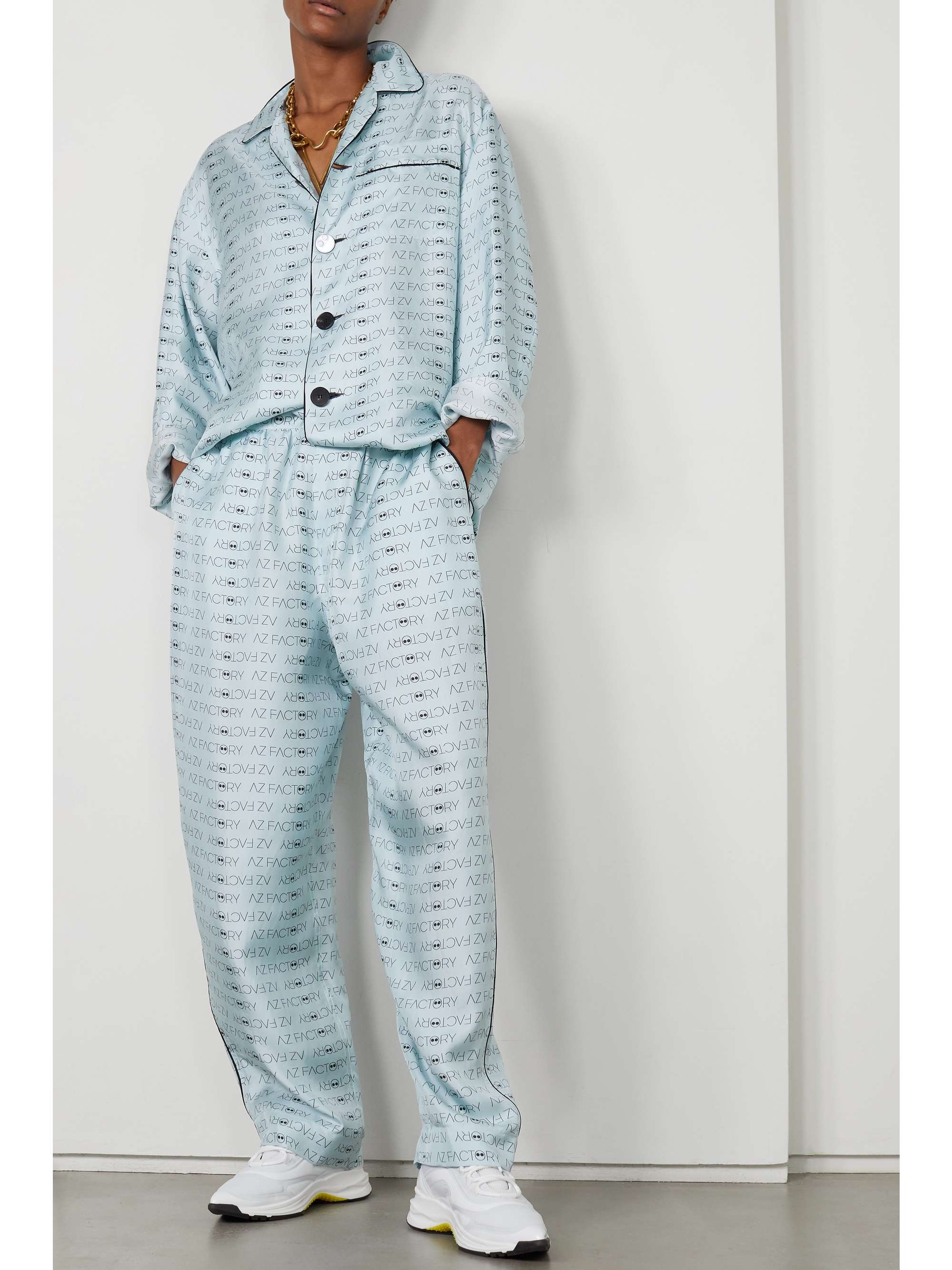 AZ FACTORY Pijama Valentine printed silk-twill shirt