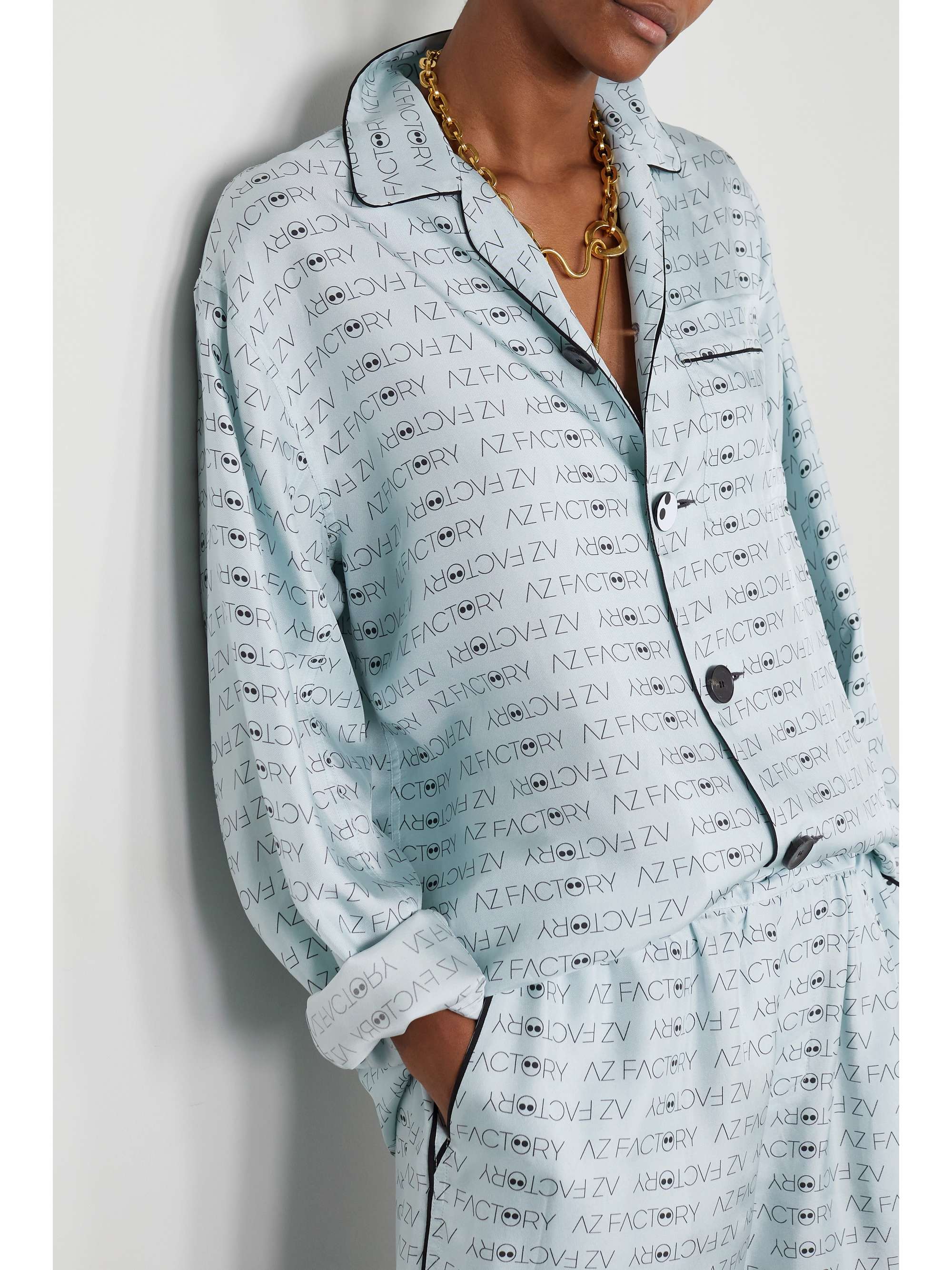 AZ FACTORY Pijama Valentine printed silk-twill shirt