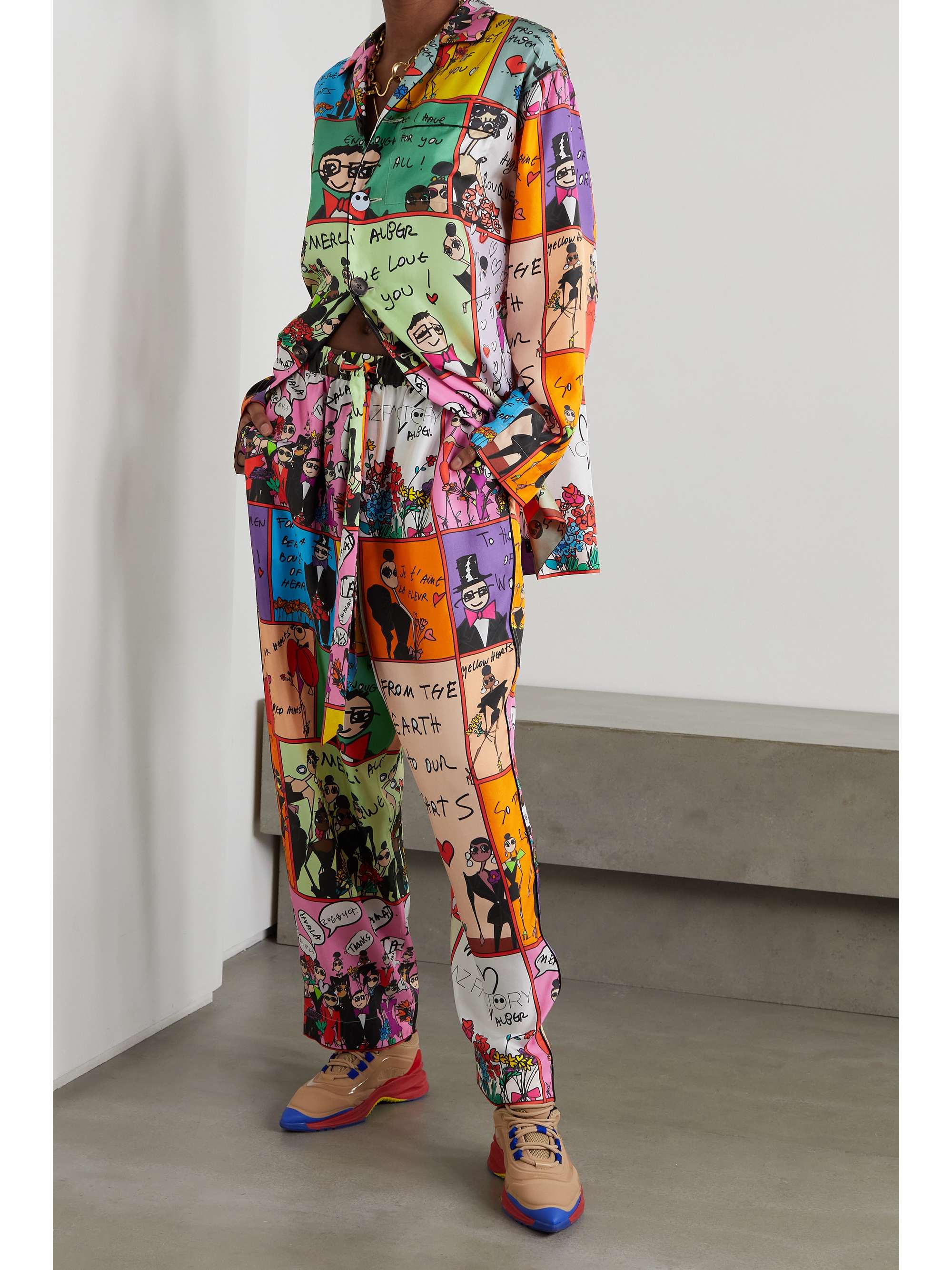 AZ FACTORY Pijama Valentine printed silk-twill shirt