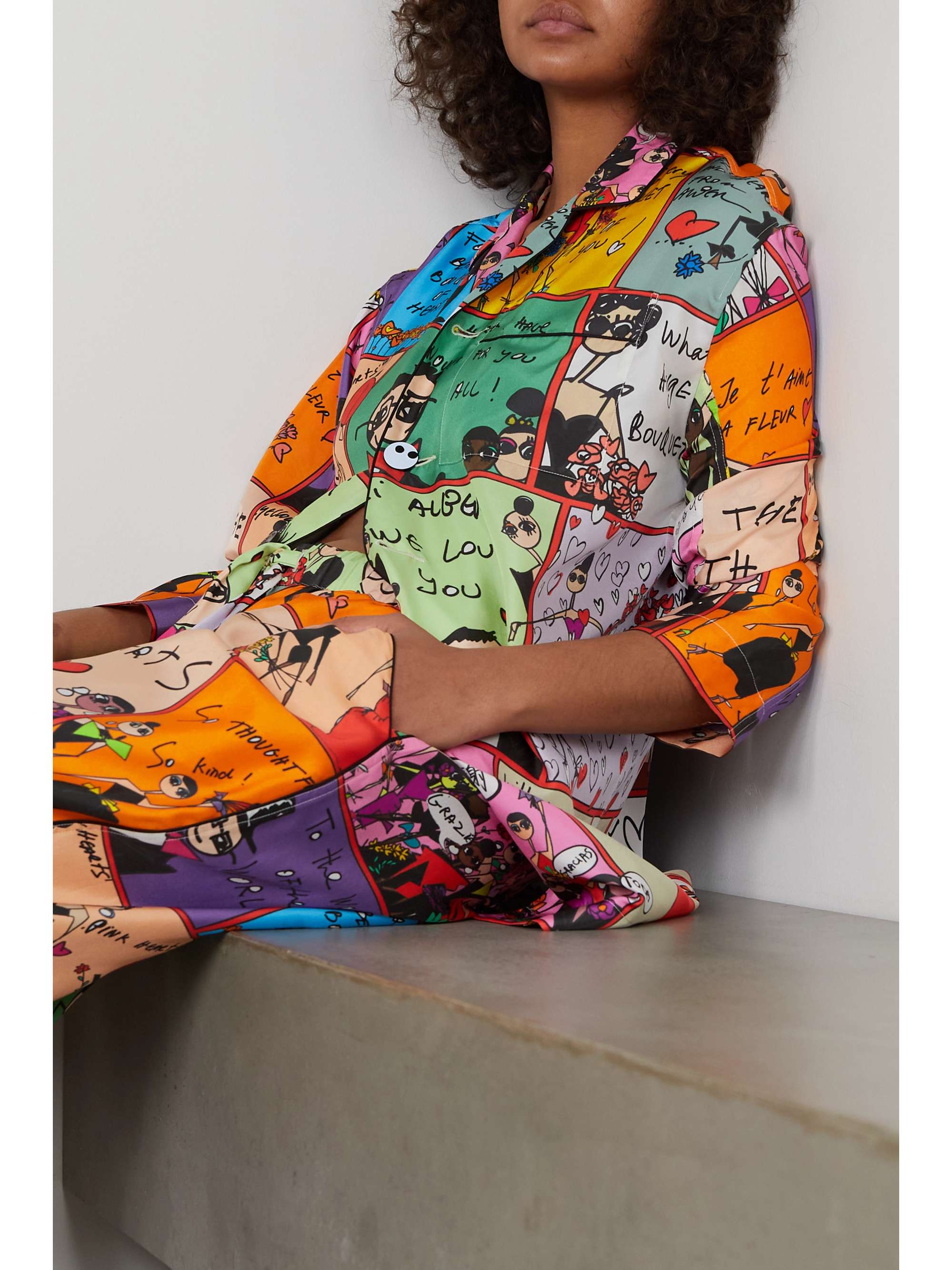 AZ FACTORY Pijama Valentine printed silk-twill shirt