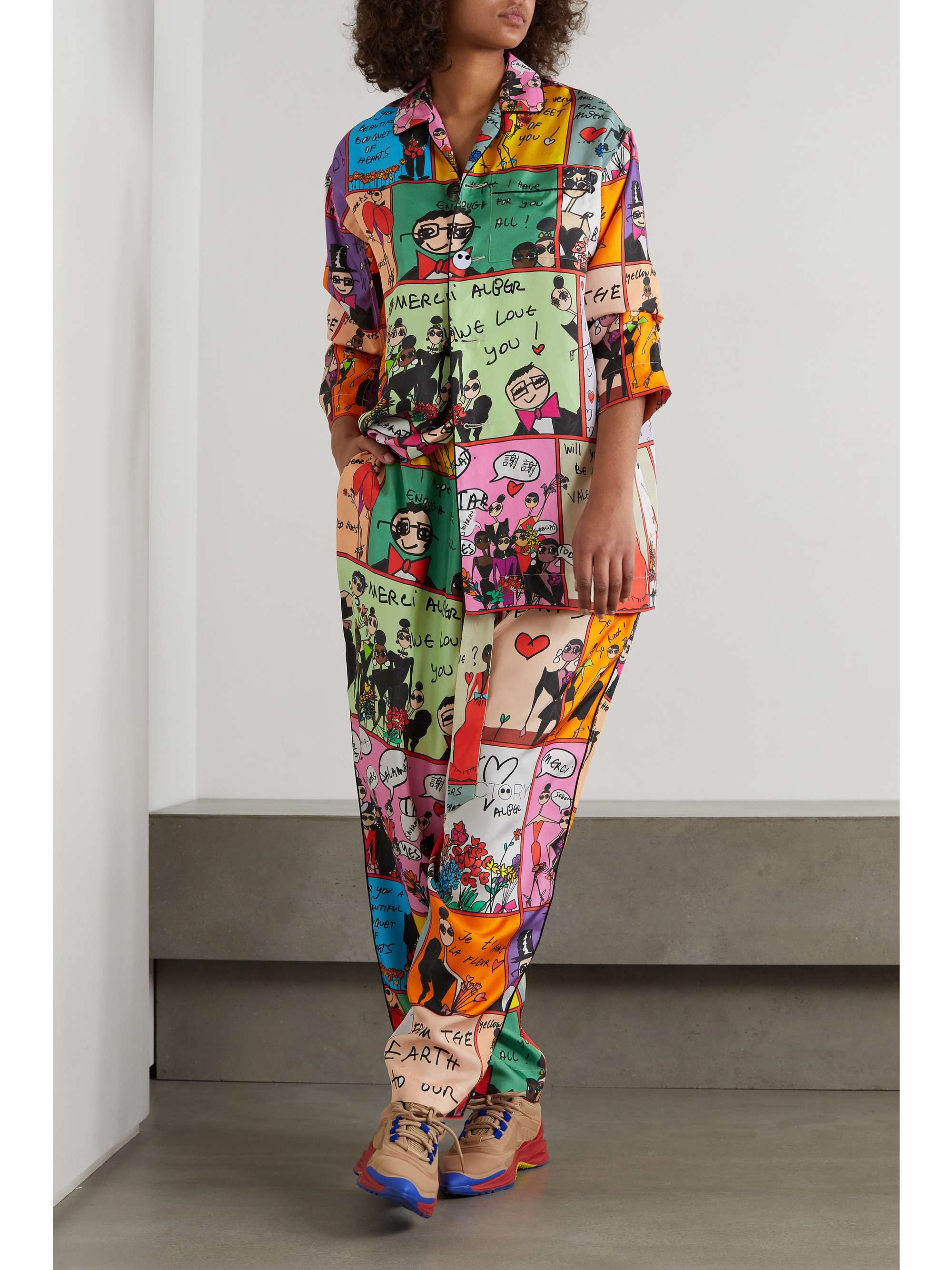 AZ FACTORY Pijama Valentine printed silk-twill shirt