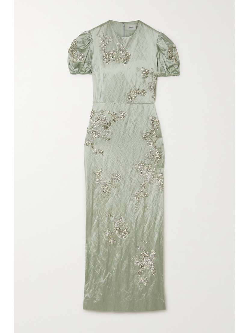 Erdem Arvilla Embellished Crinkled-satin Gown