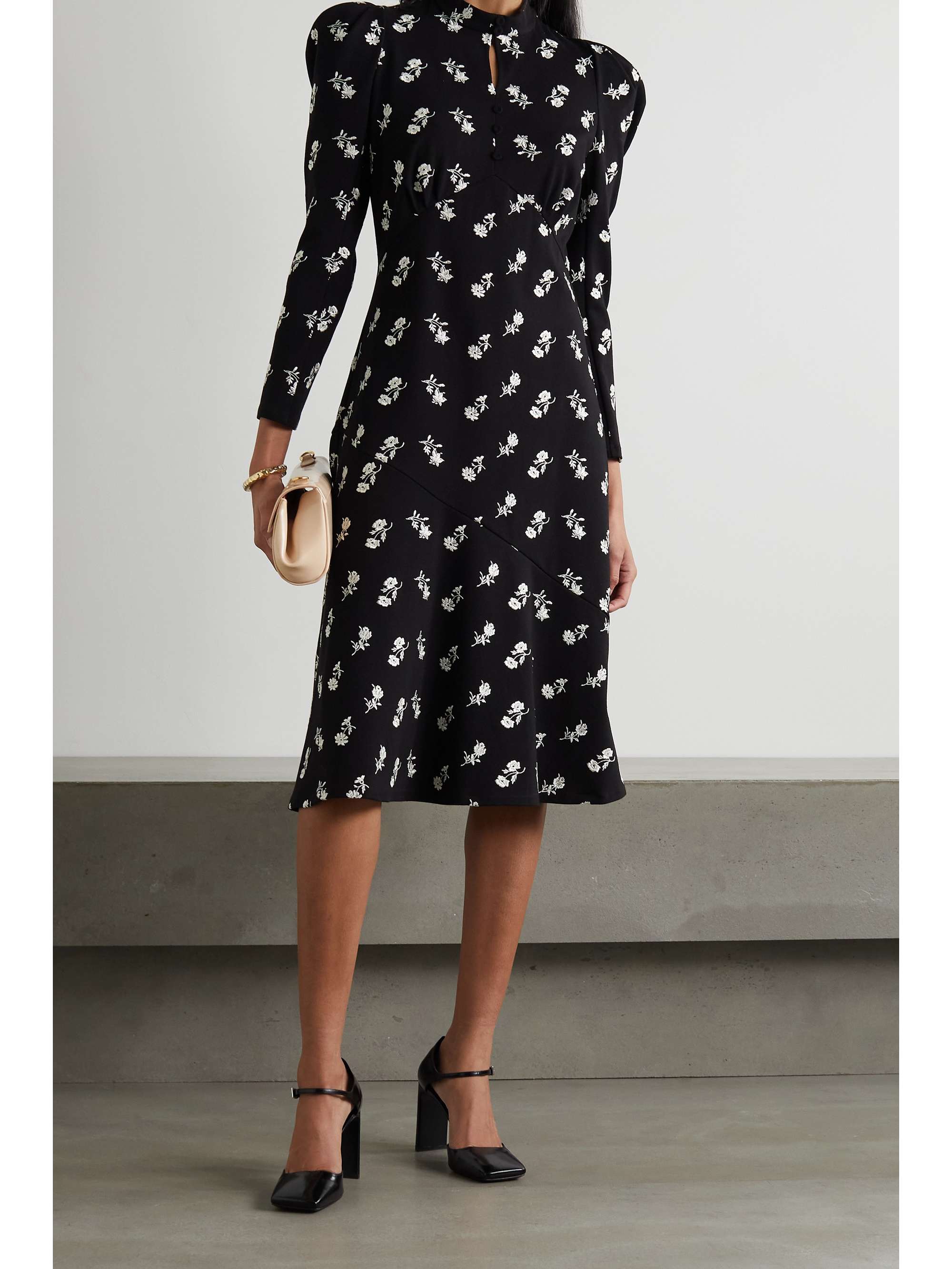 Tillie embroidered stretch-jersey midi dress