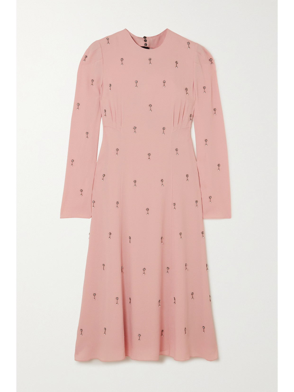 Erdem Ivor Open-back Embellished Crepe Midi Dress In Pink