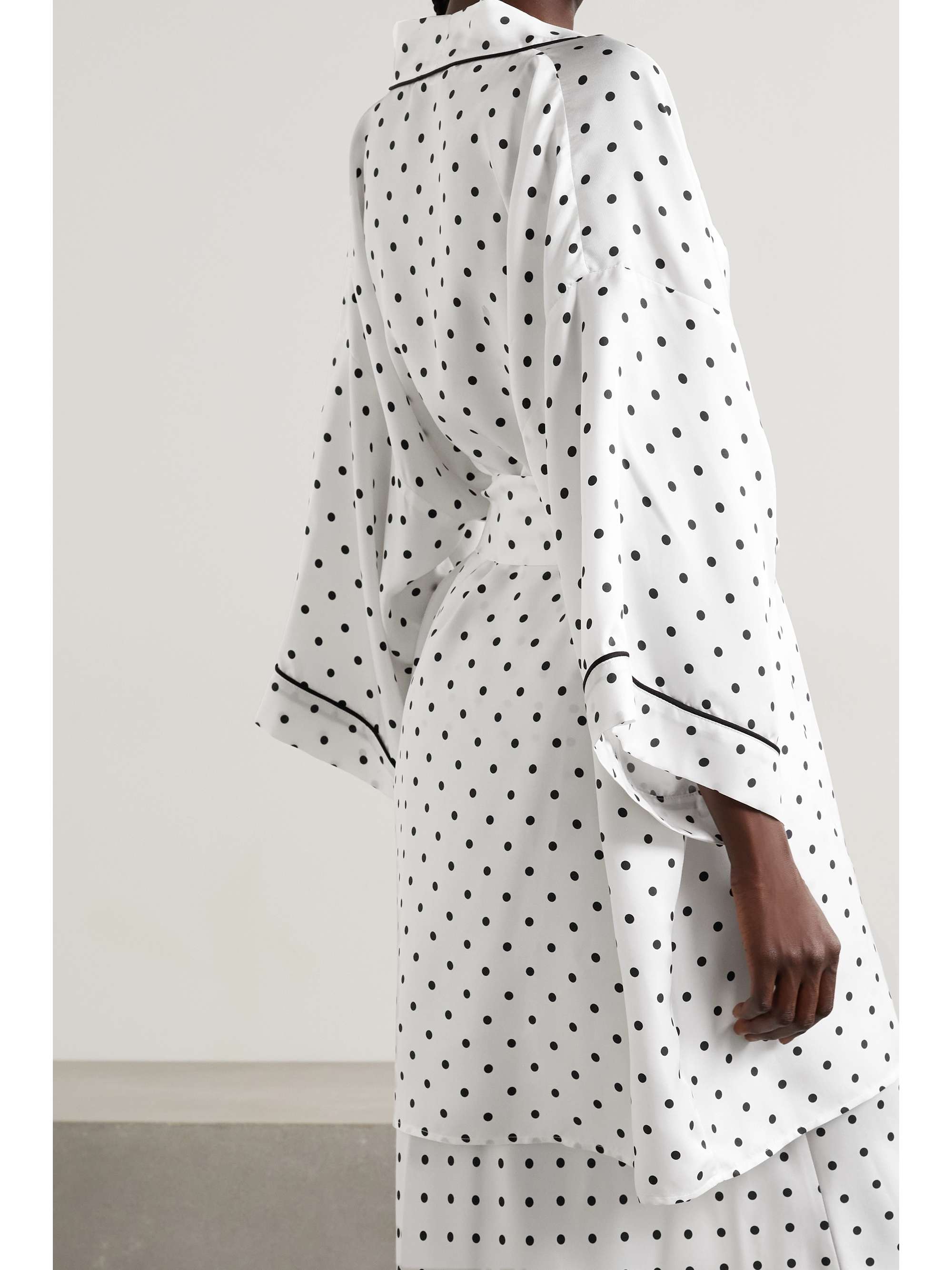 RODARTE Belted polka-dot silk-twill robe