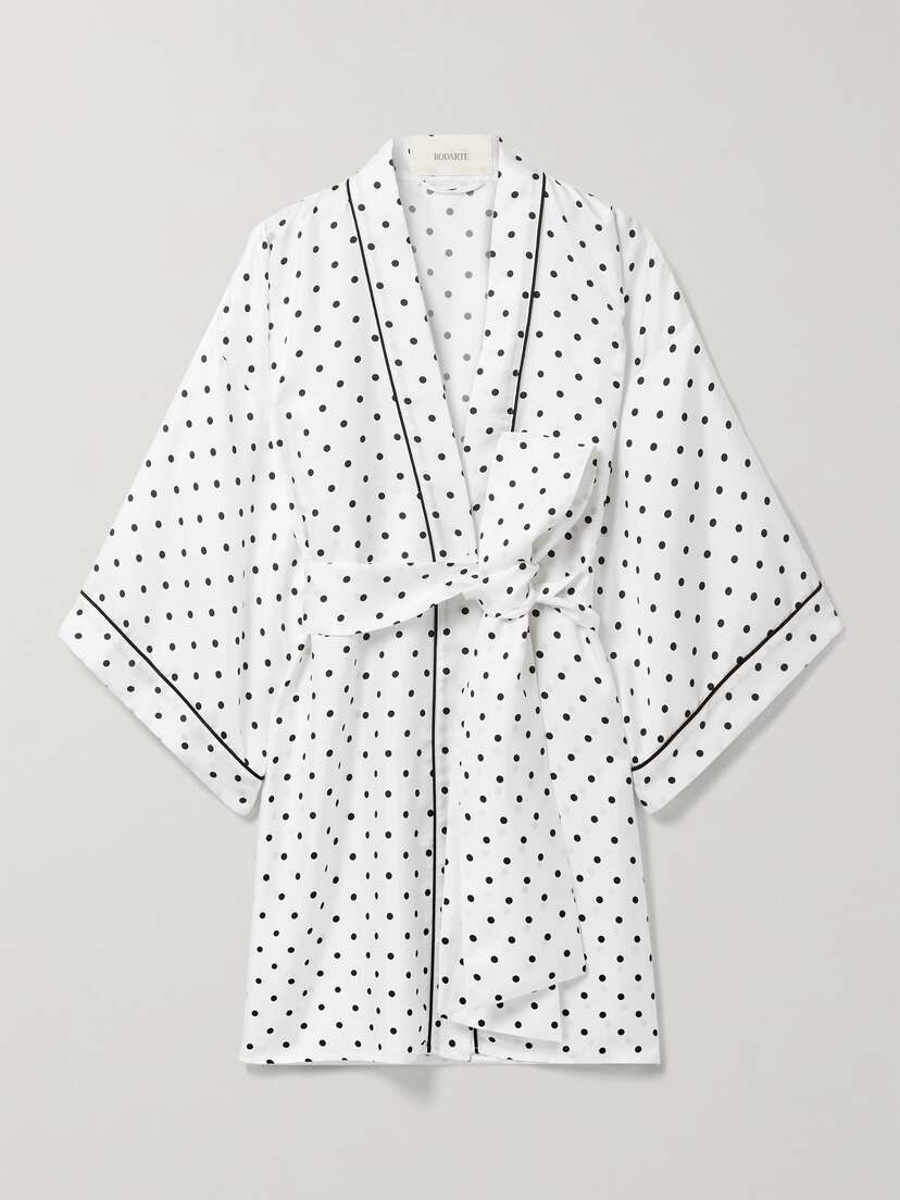 Rodarte Belted Polka-dot Silk-twill Robe
