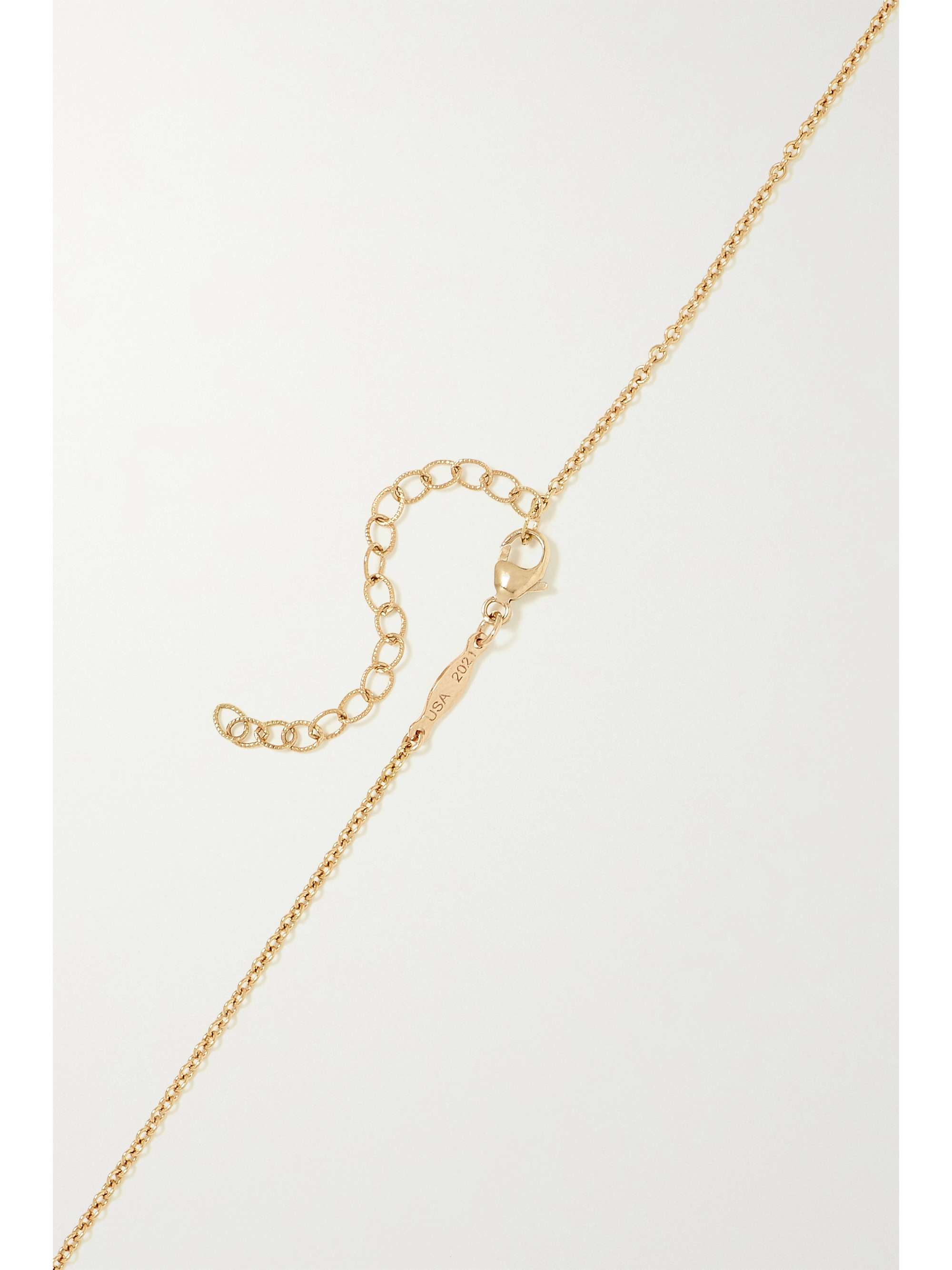 JACQUIE AICHE 14-karat rose gold, diamond and rose quartz necklace