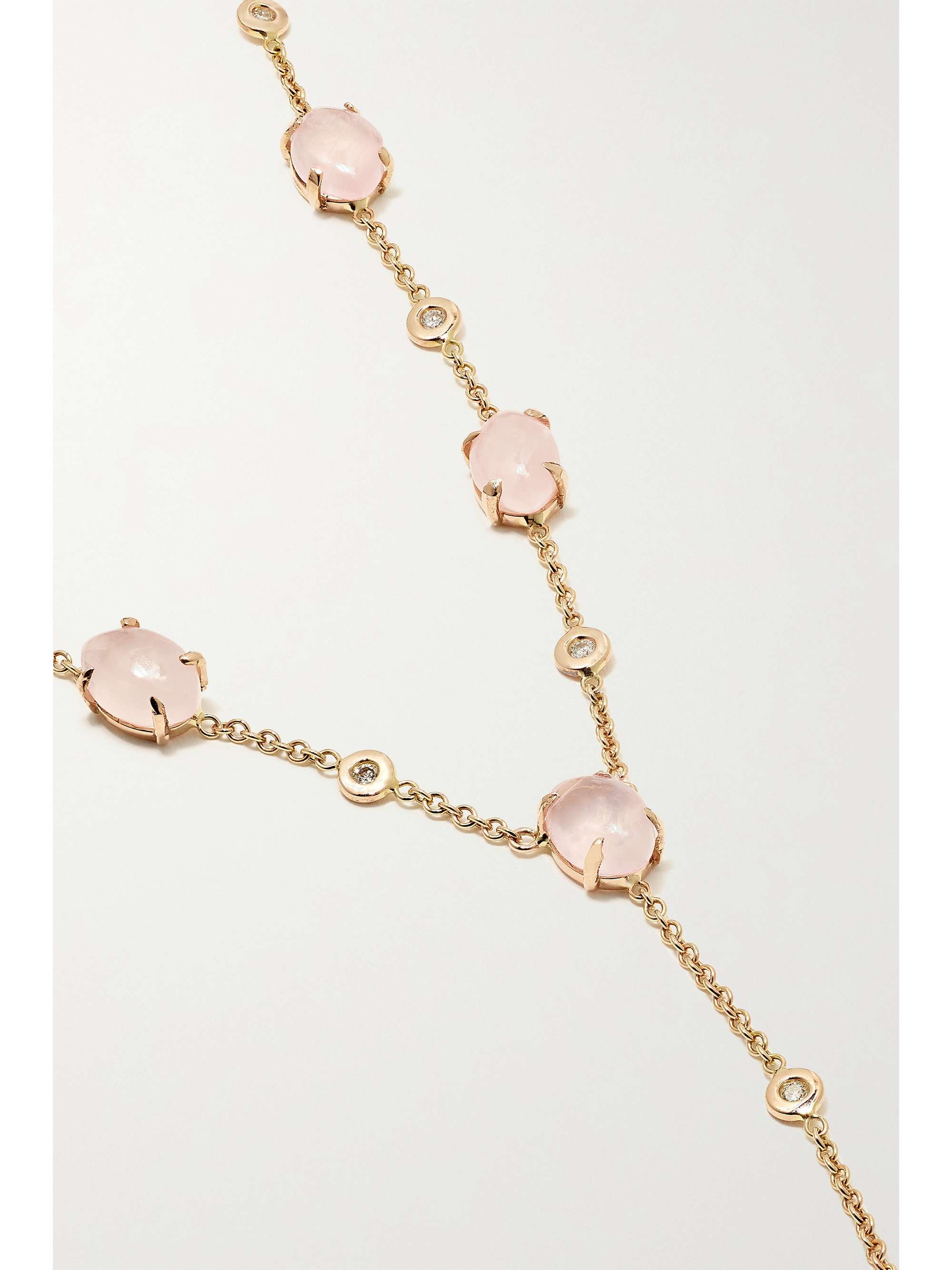 JACQUIE AICHE 14-karat rose gold, diamond and rose quartz necklace
