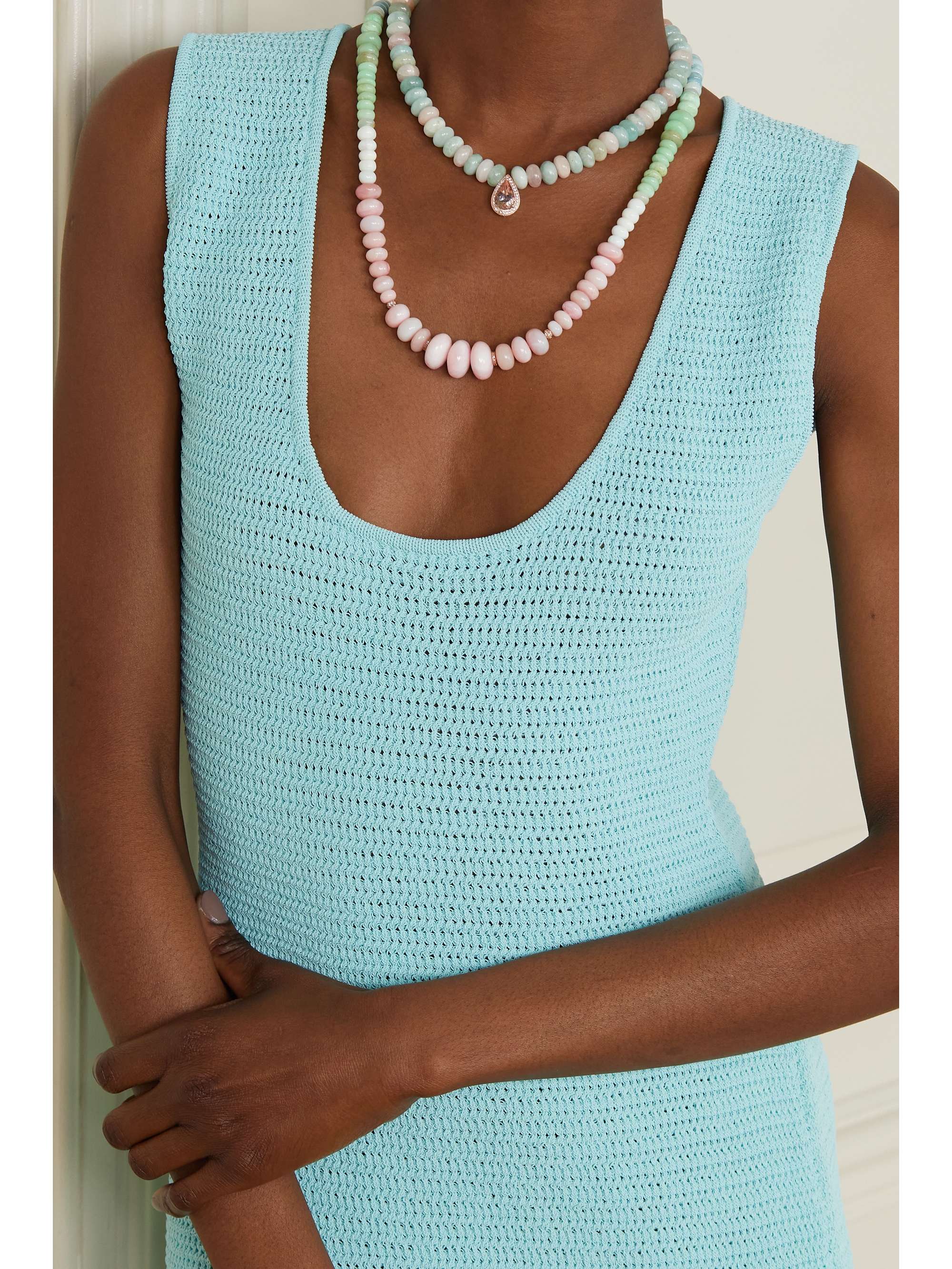 JACQUIE AICHE Collier en or rose 14 carats (585/1000) et pierres multiples