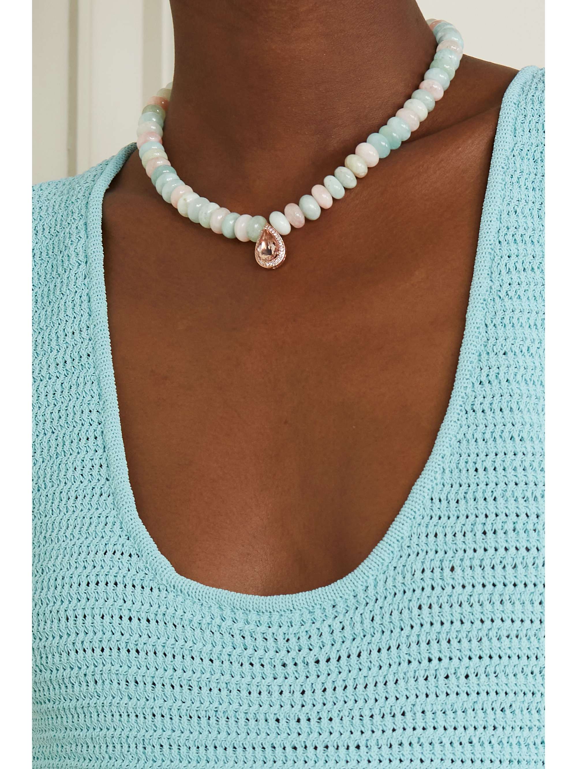 JACQUIE AICHE Collier en or rose 14 carats (585/1000) et pierres multiples