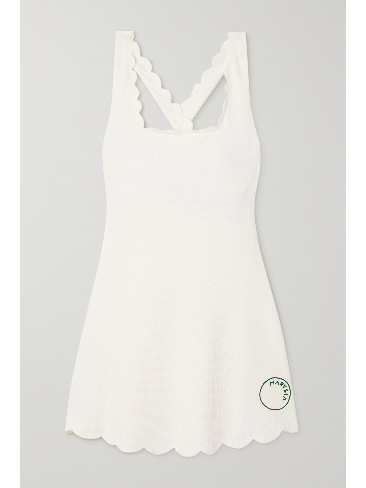 Marysia - + Net Sustain Serena Scalloped Recycled Seersucker Tennis Dress - White