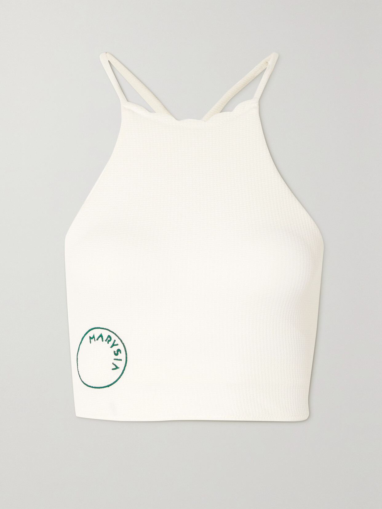 Marysia - + Net Sustain Steffi Scalloped Stretch Recycled-seersucker Sports Bra - White 22 Awaiting product image