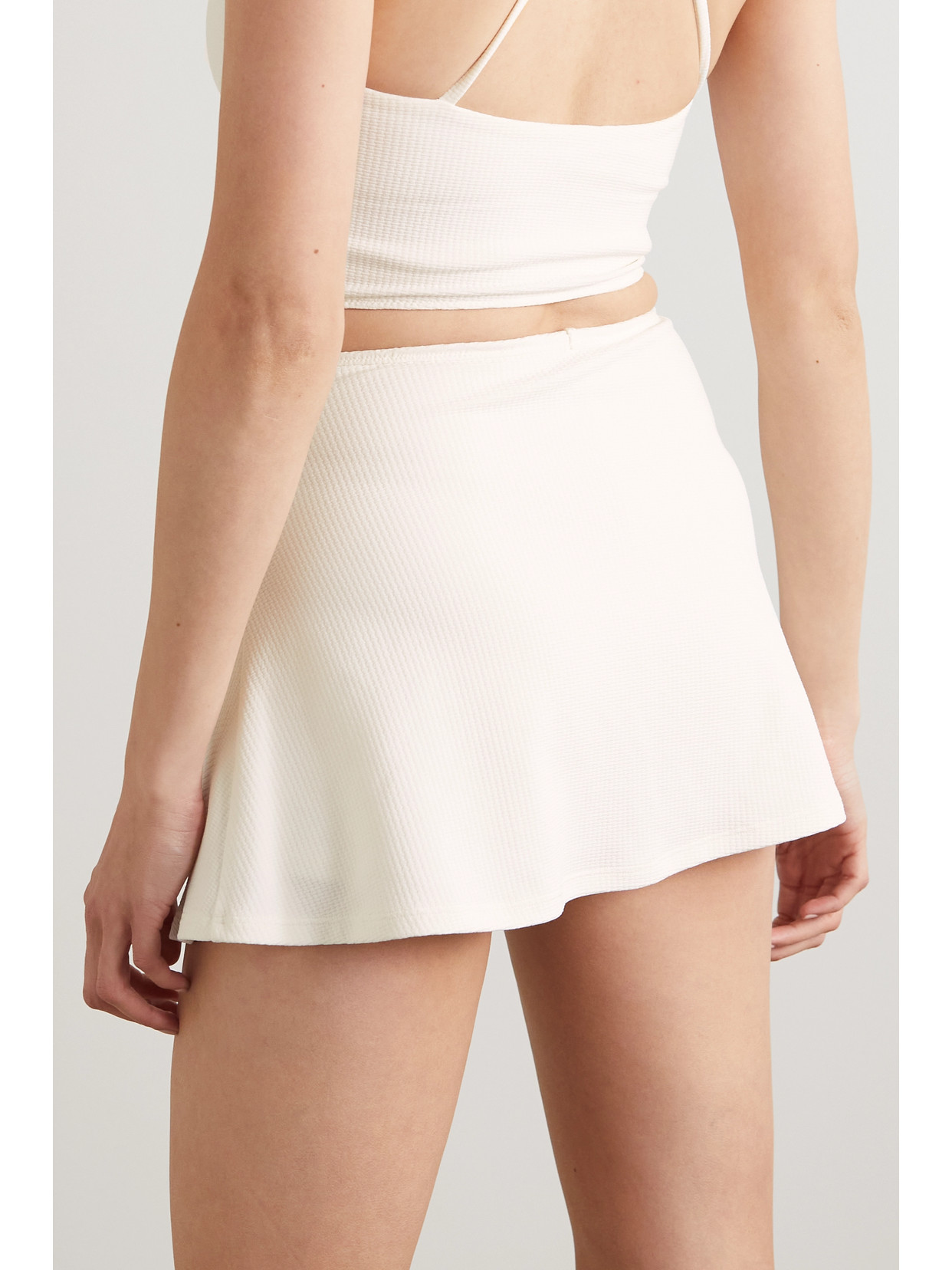 MARYSIA + NET SUSTAIN STEFFI SCALLOPED STRETCH RECYCLED-SEERSUCKER TENNIS SKIRT