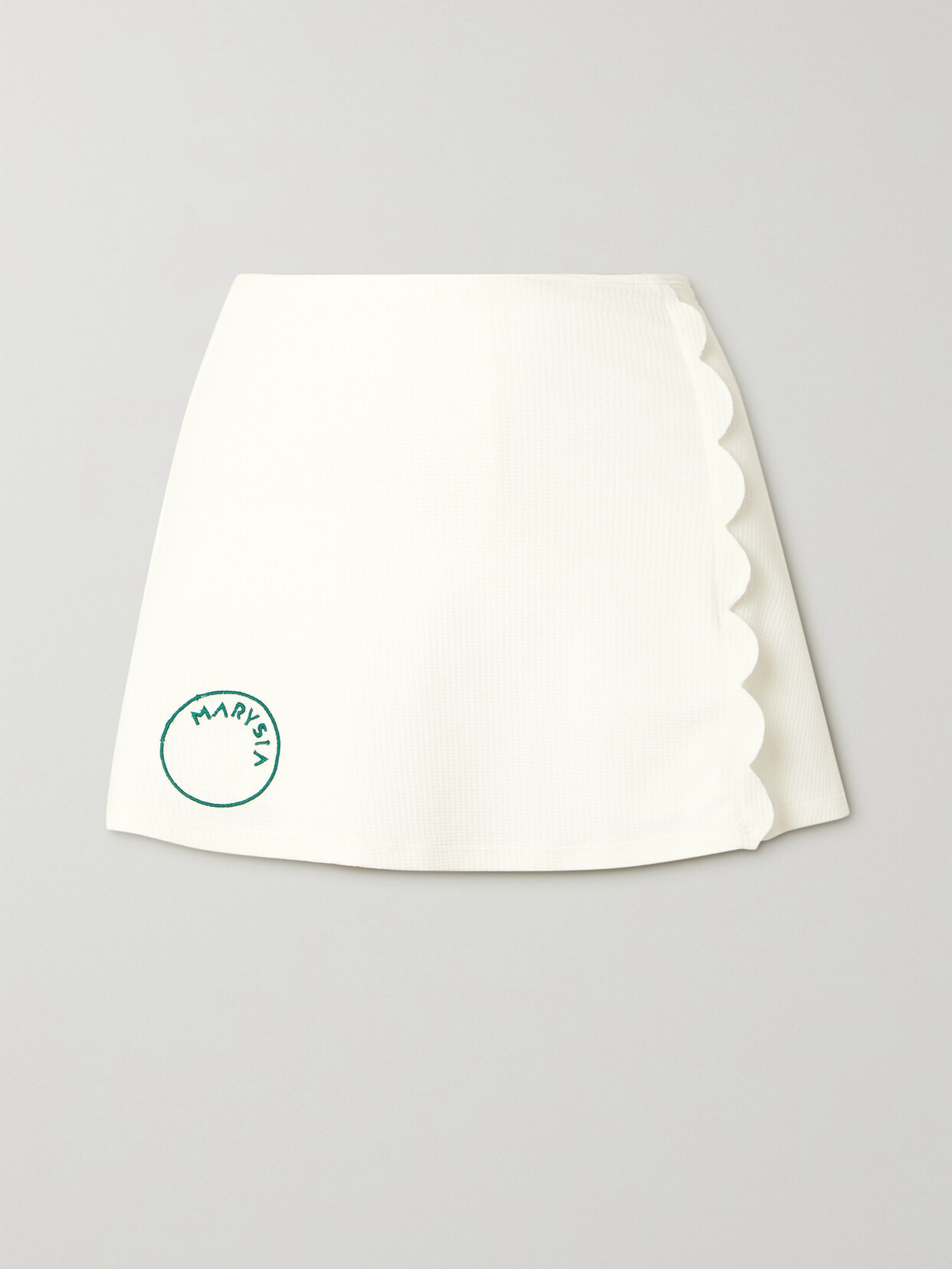 Marysia - + Net Sustain Steffi Scalloped Stretch Recycled-seersucker Tennis Skirt - White