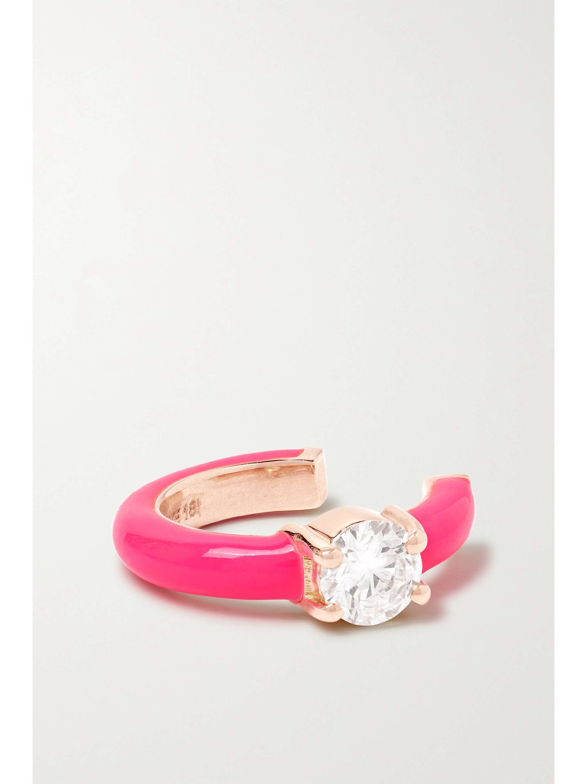 MELISSA KAYE Aria U 18-karat gold, enamel and diamond ear cuff